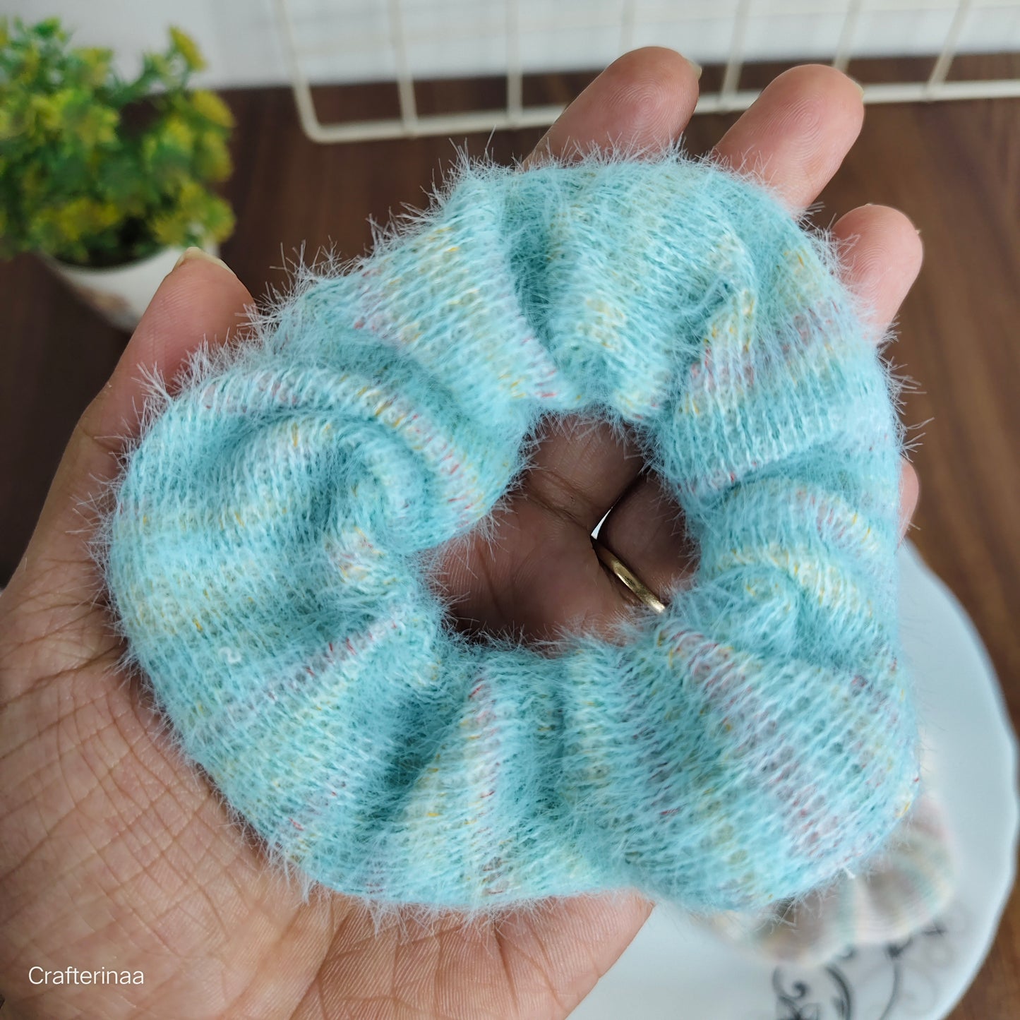 "Soft Woolen Scrunchies – Pastel Hair Accessories for Winter Looks"