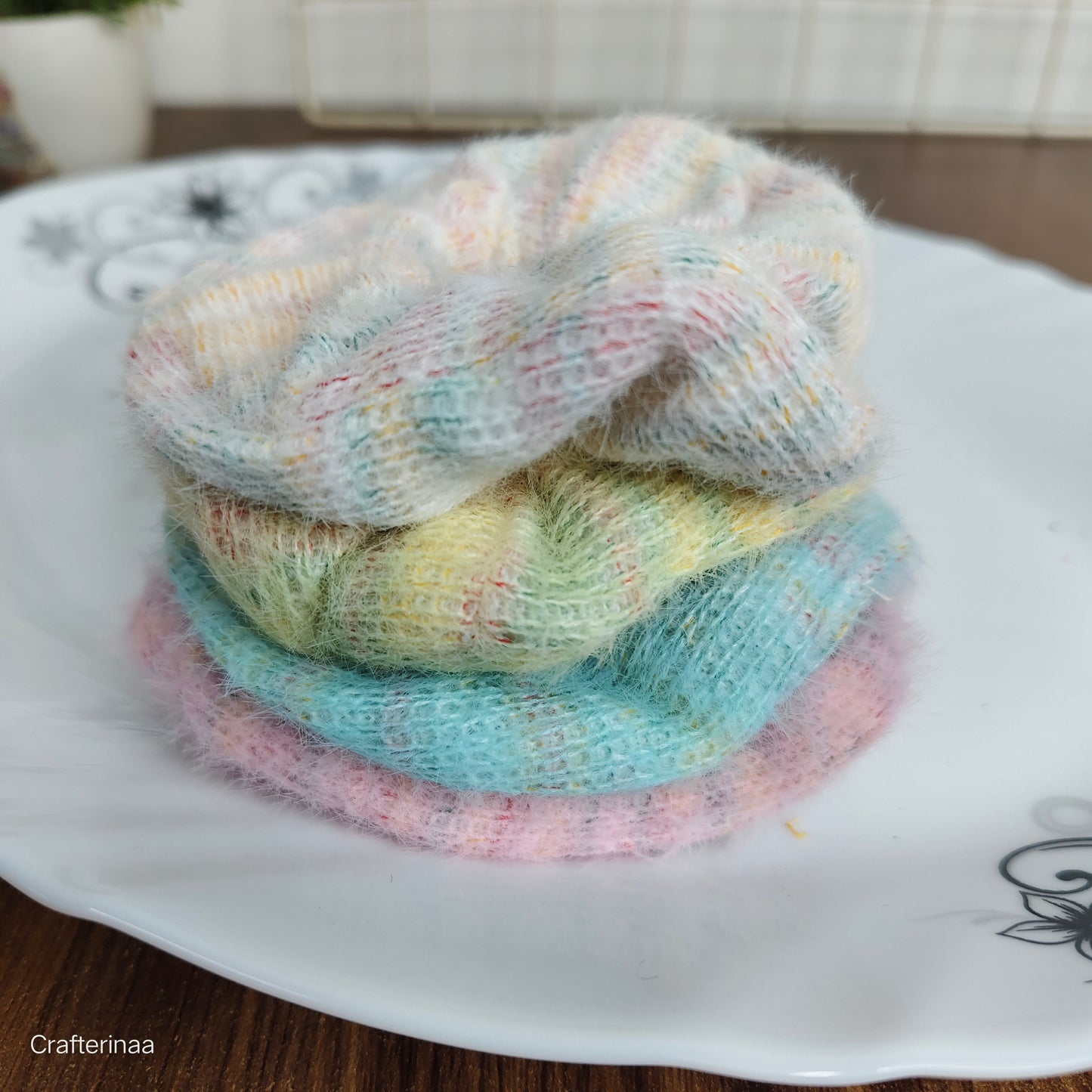 "Soft Woolen Scrunchies – Pastel Hair Accessories for Winter Looks"