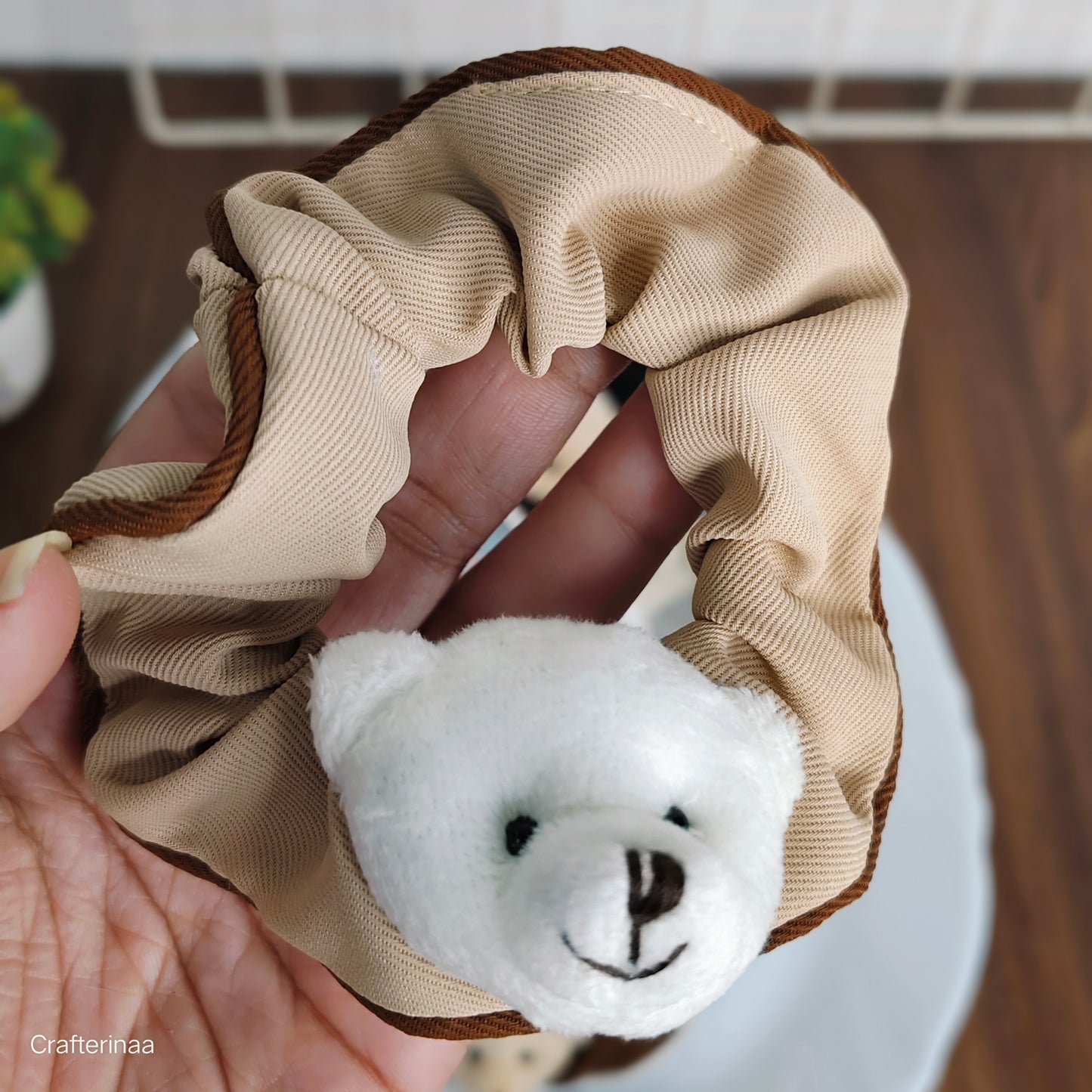 "Teddy Bear Plush Scrunchies – Soft & Cute Animal Hair Bands for Girls and Women"