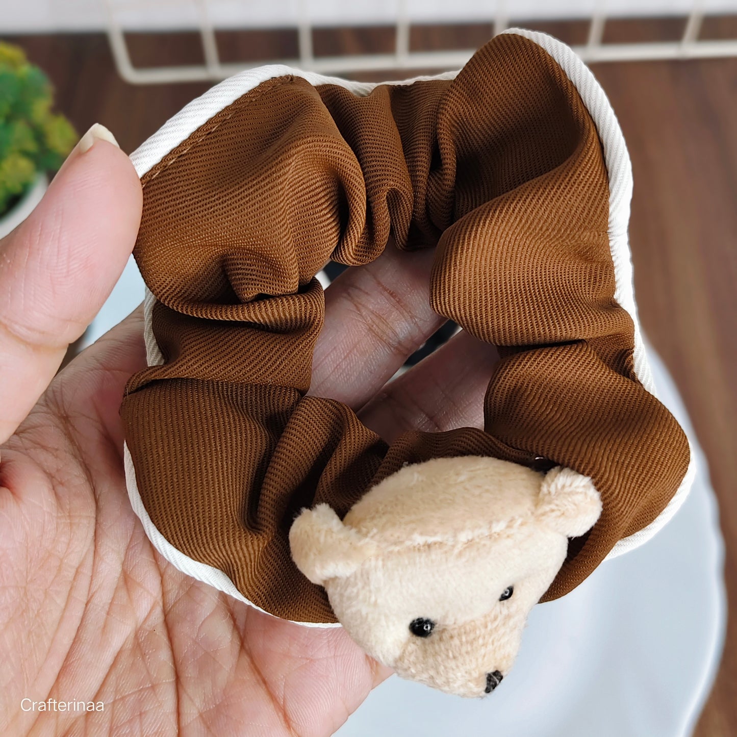 "Teddy Bear Plush Scrunchies – Soft & Cute Animal Hair Bands for Girls and Women"