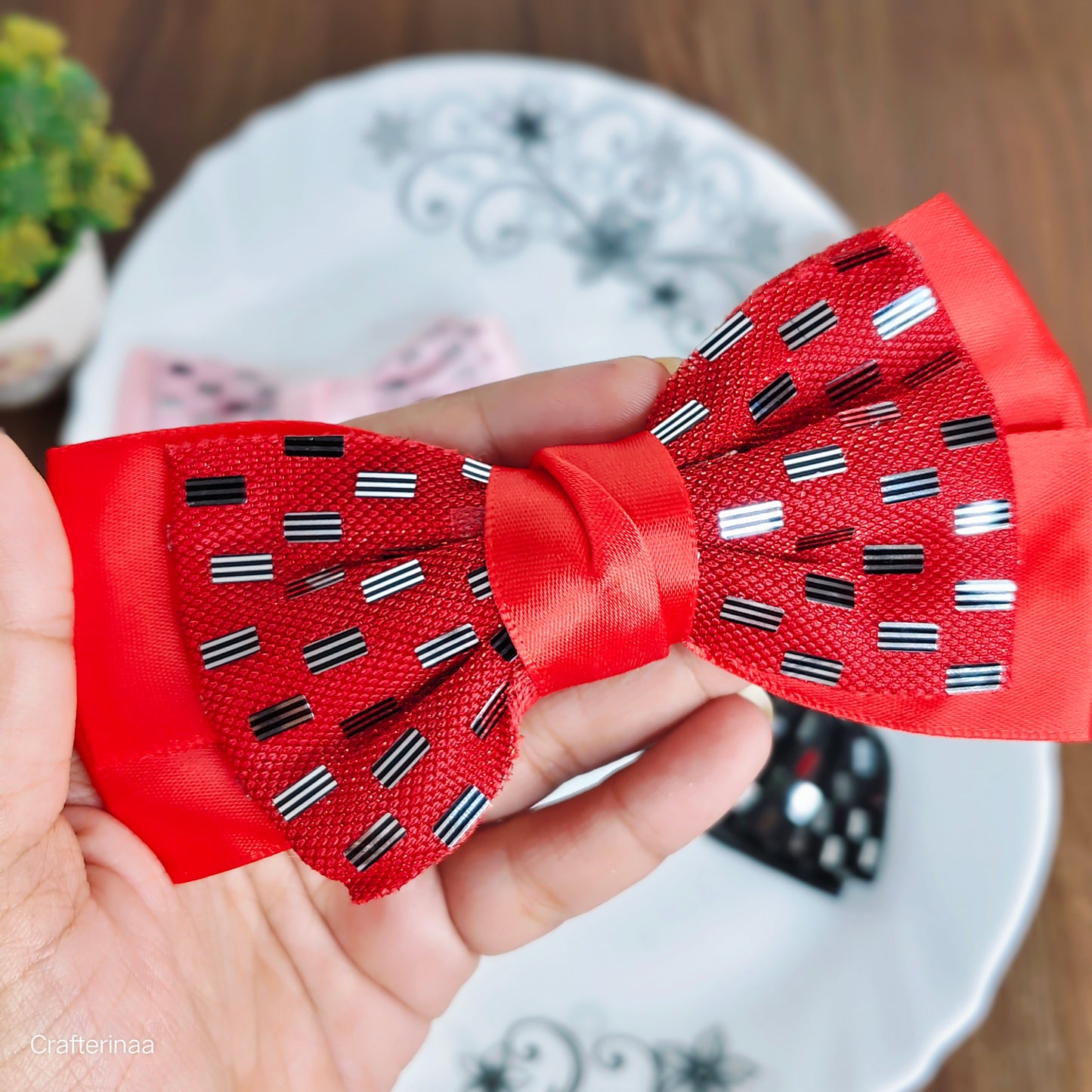 "Shiny Sequin Satin Bow Hair Clips – Stylish Hair Accessories for Festive & Daily Wear"