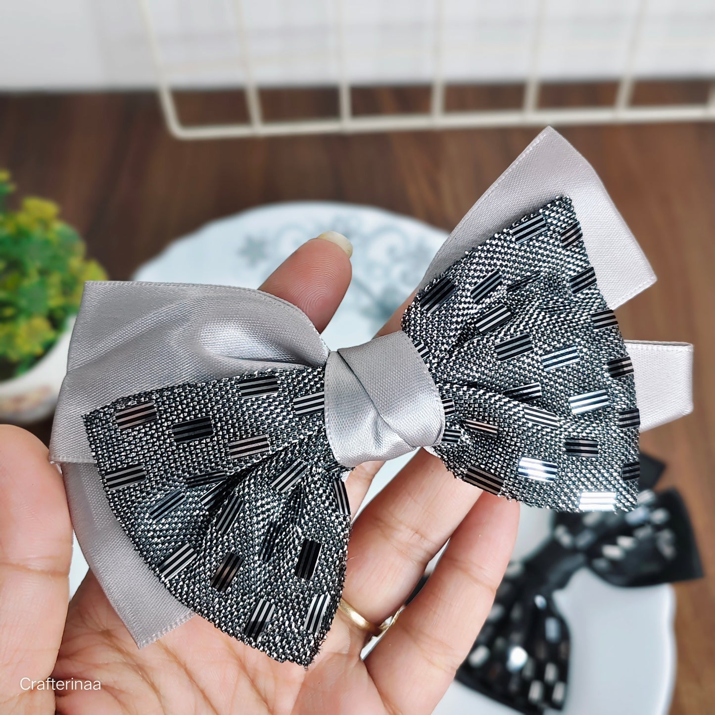 "Shiny Sequin Satin Bow Hair Clips – Stylish Hair Accessories for Festive & Daily Wear"