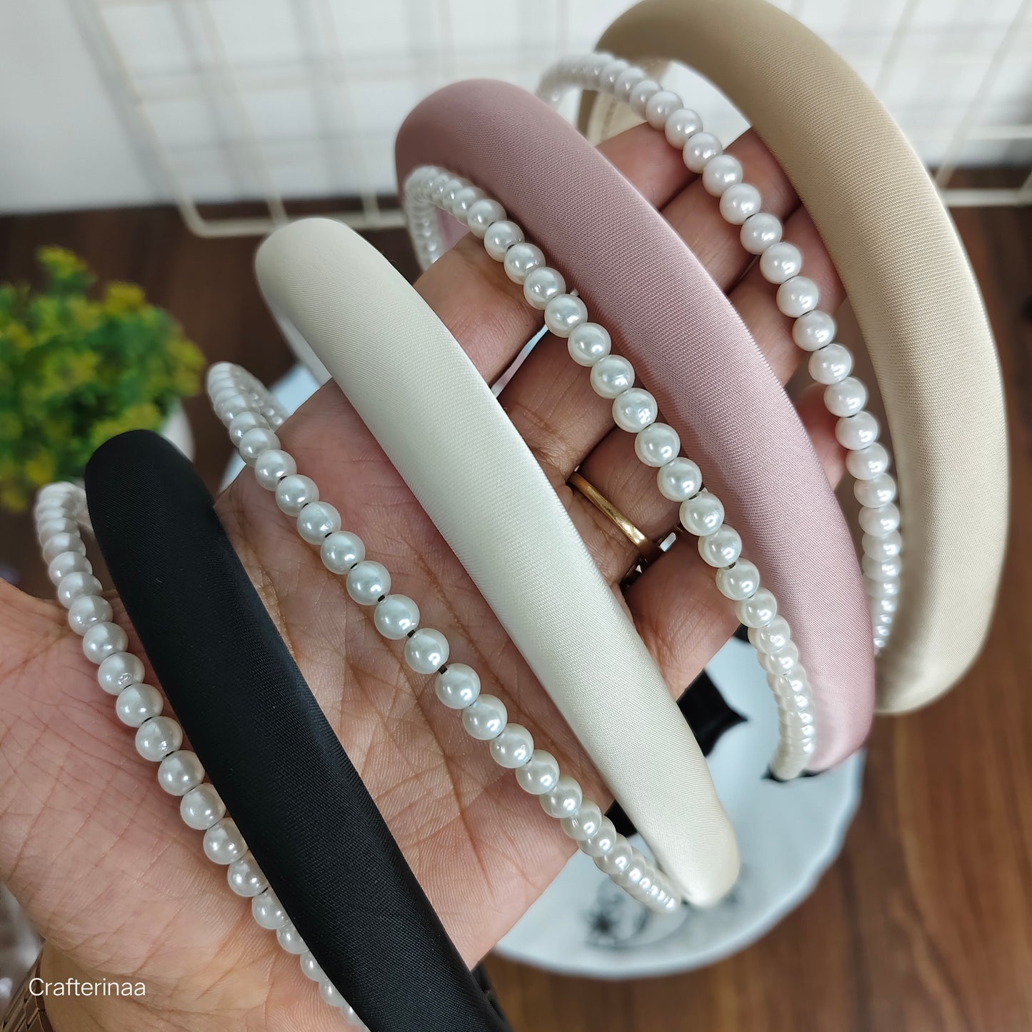 "Soft Satin Padded Hairbands with Pearls – Premium Headbands for Women & Teen Girls"