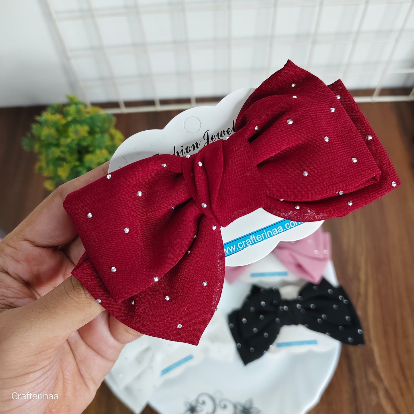"Sparkly Rhinestone Hair Bow Clips – Classy & Colorful Hair Accessories for Girls"