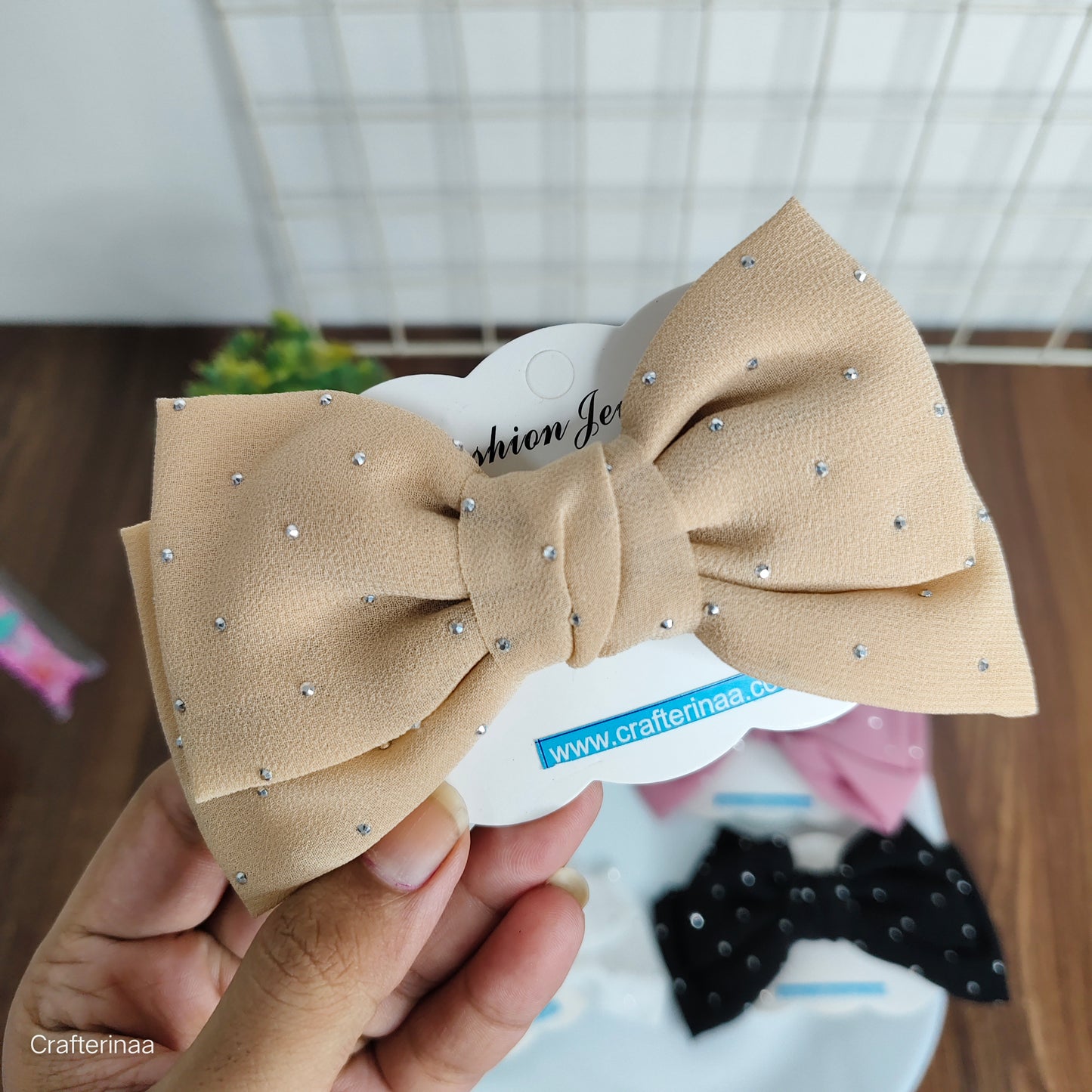 "Sparkly Rhinestone Hair Bow Clips – Classy & Colorful Hair Accessories for Girls"
