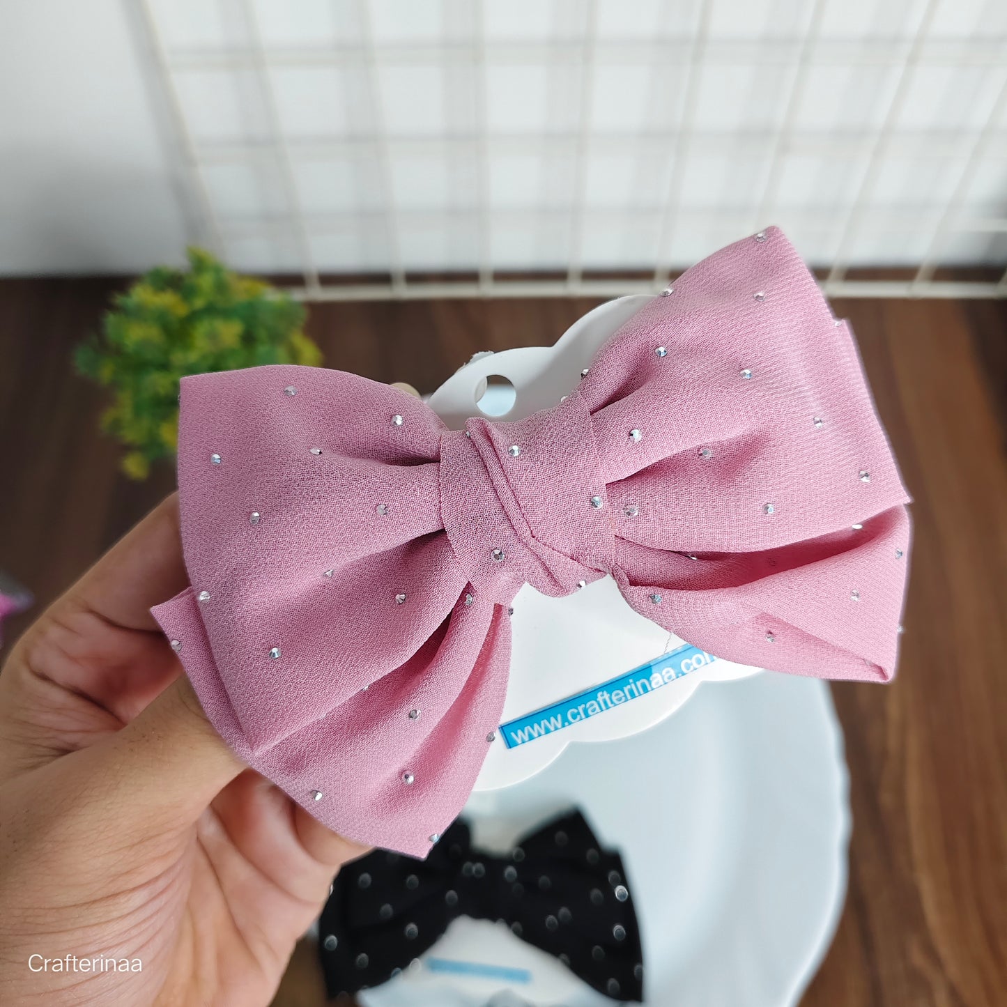 "Sparkly Rhinestone Hair Bow Clips – Classy & Colorful Hair Accessories for Girls"