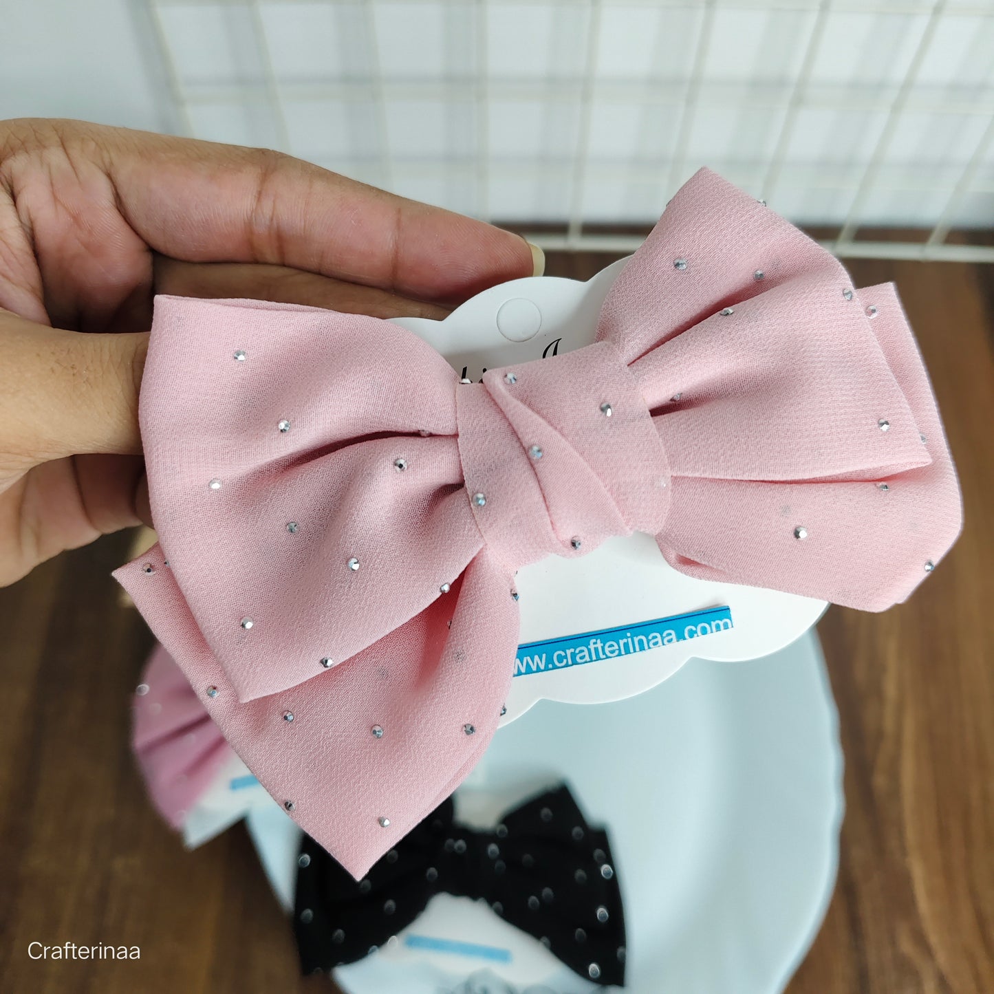 "Sparkly Rhinestone Hair Bow Clips – Classy & Colorful Hair Accessories for Girls"