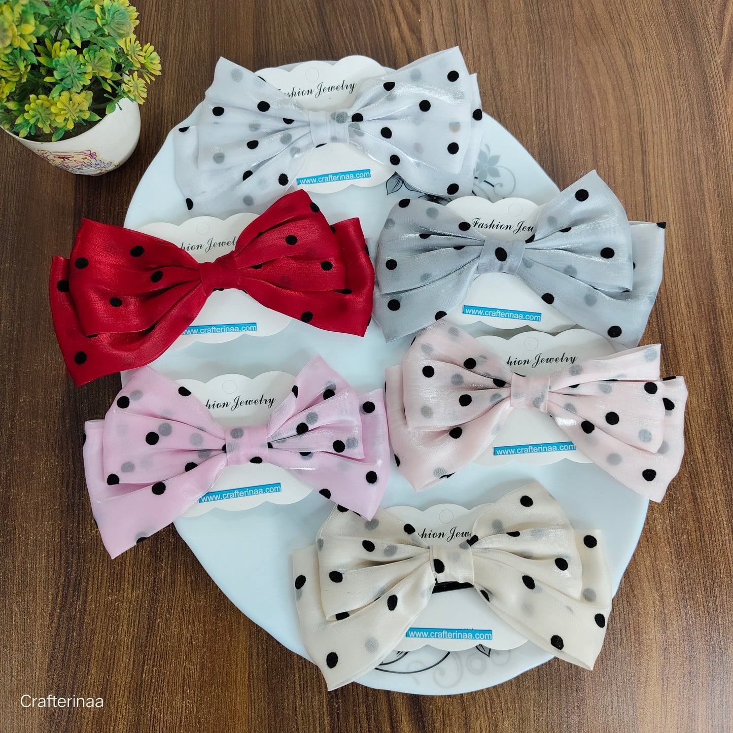 "Satin Polka Dot Hair Bow for Girls – Cute & Elegant Hair Clip"