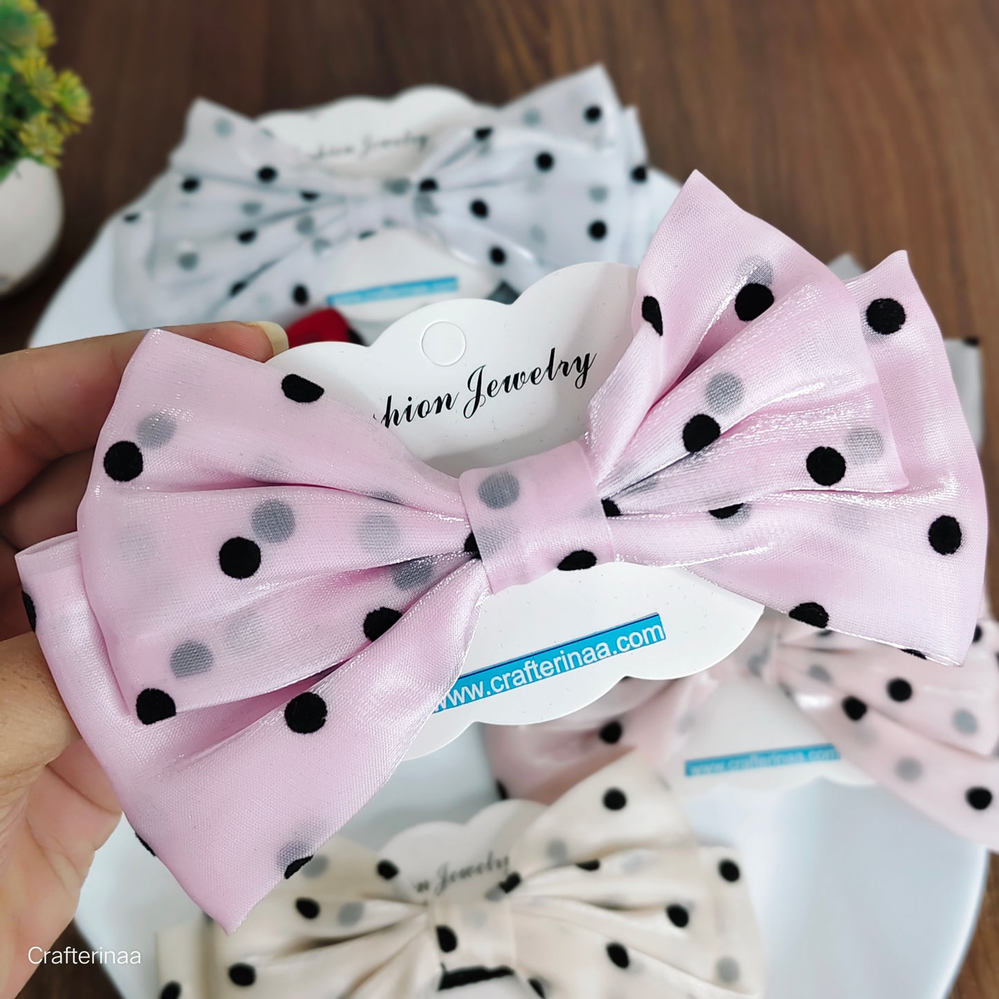 "Satin Polka Dot Hair Bow for Girls – Cute & Elegant Hair Clip"