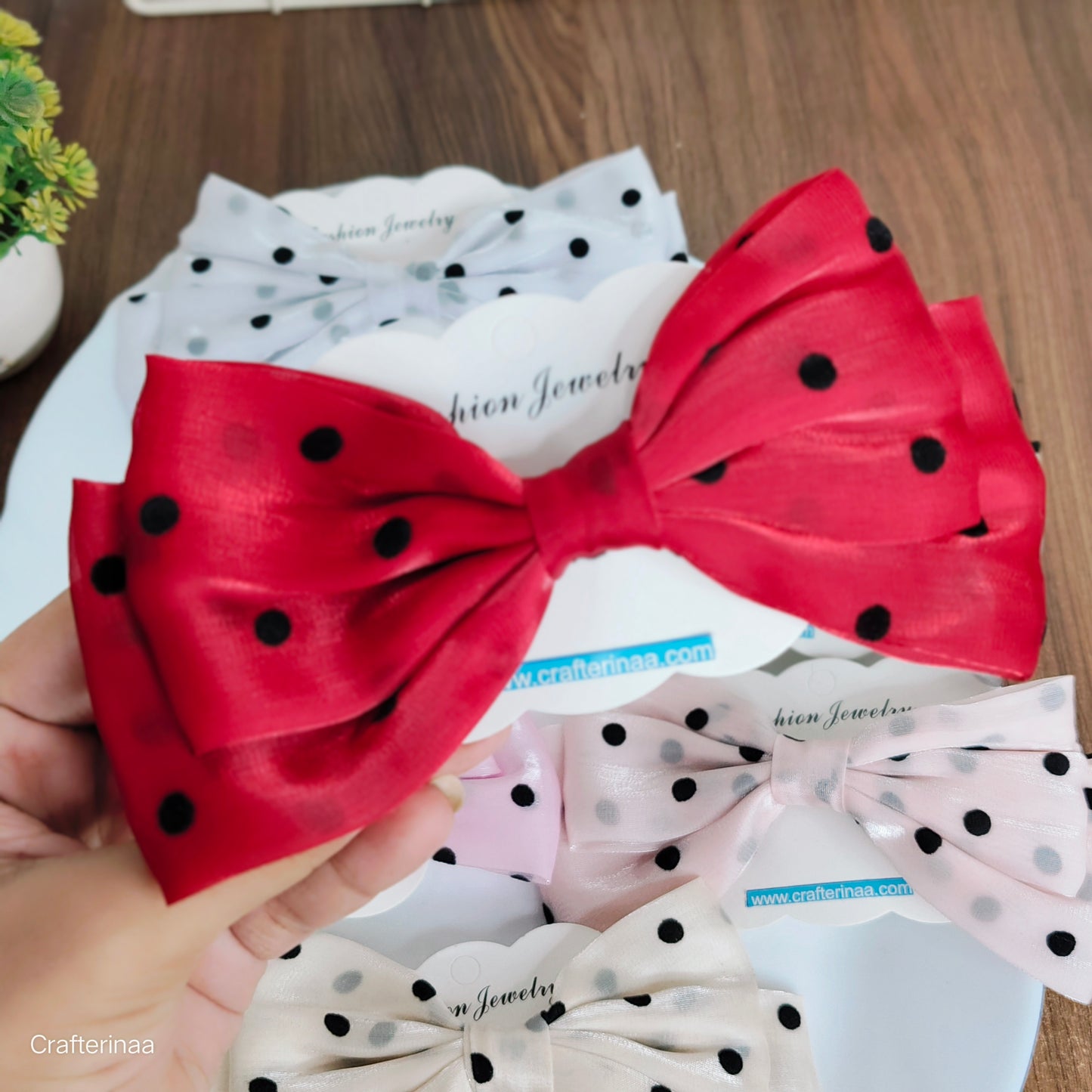 "Satin Polka Dot Hair Bow for Girls – Cute & Elegant Hair Clip"