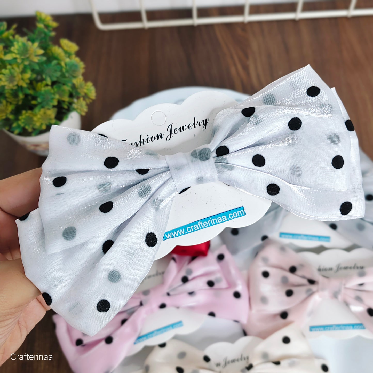 "Satin Polka Dot Hair Bow for Girls – Cute & Elegant Hair Clip"