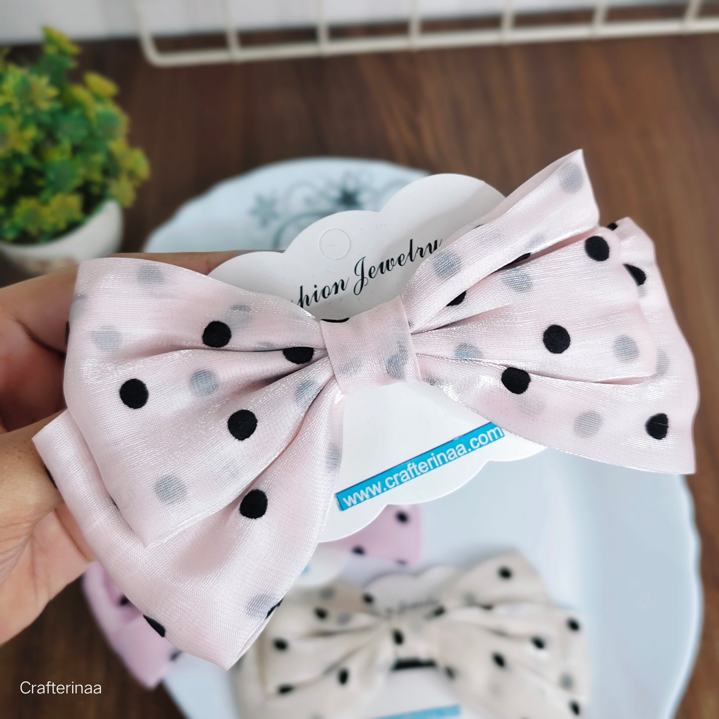 "Satin Polka Dot Hair Bow for Girls – Cute & Elegant Hair Clip"