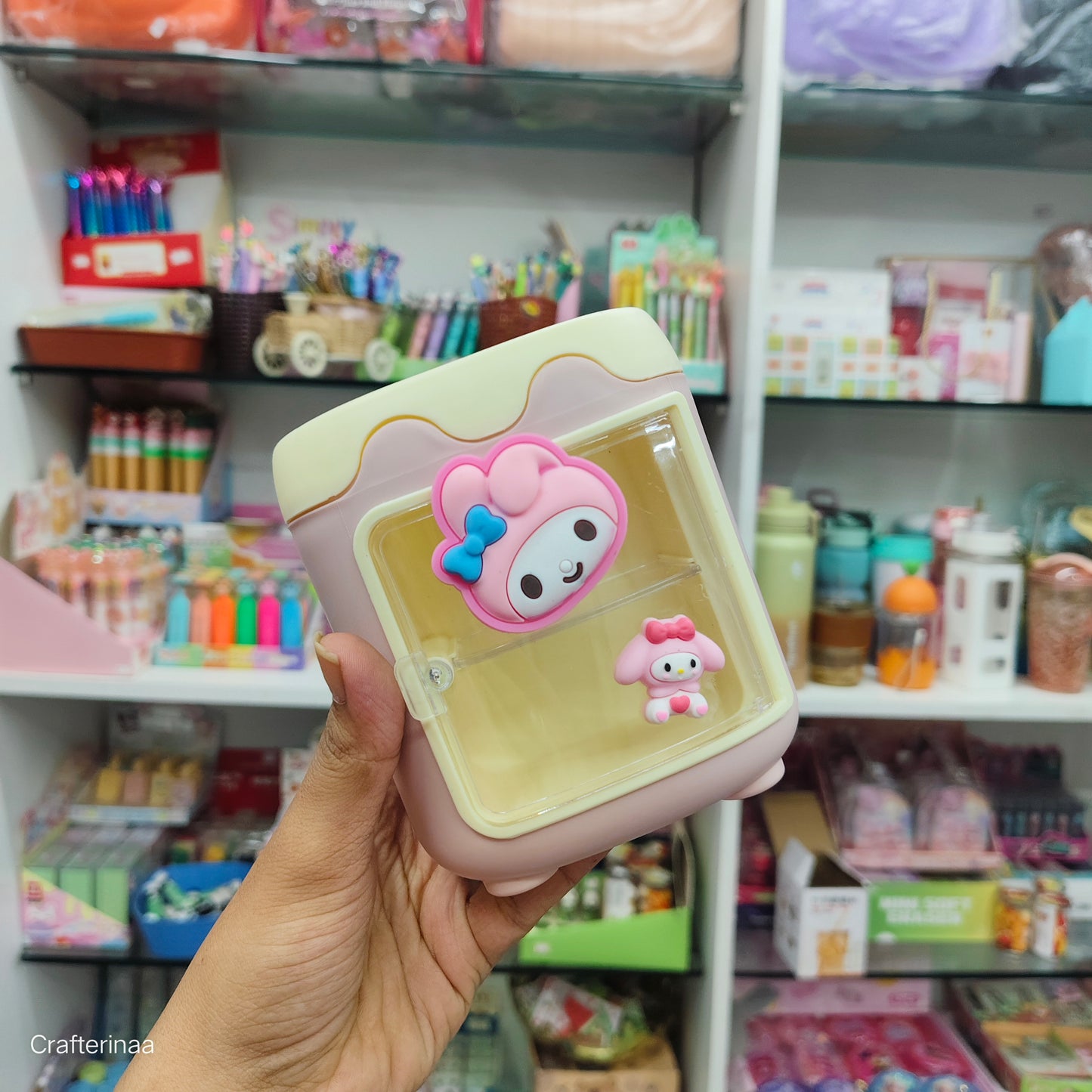 "Kawaii Character Pen Stand – Mini Fridge Style Storage for Desk Accessories"