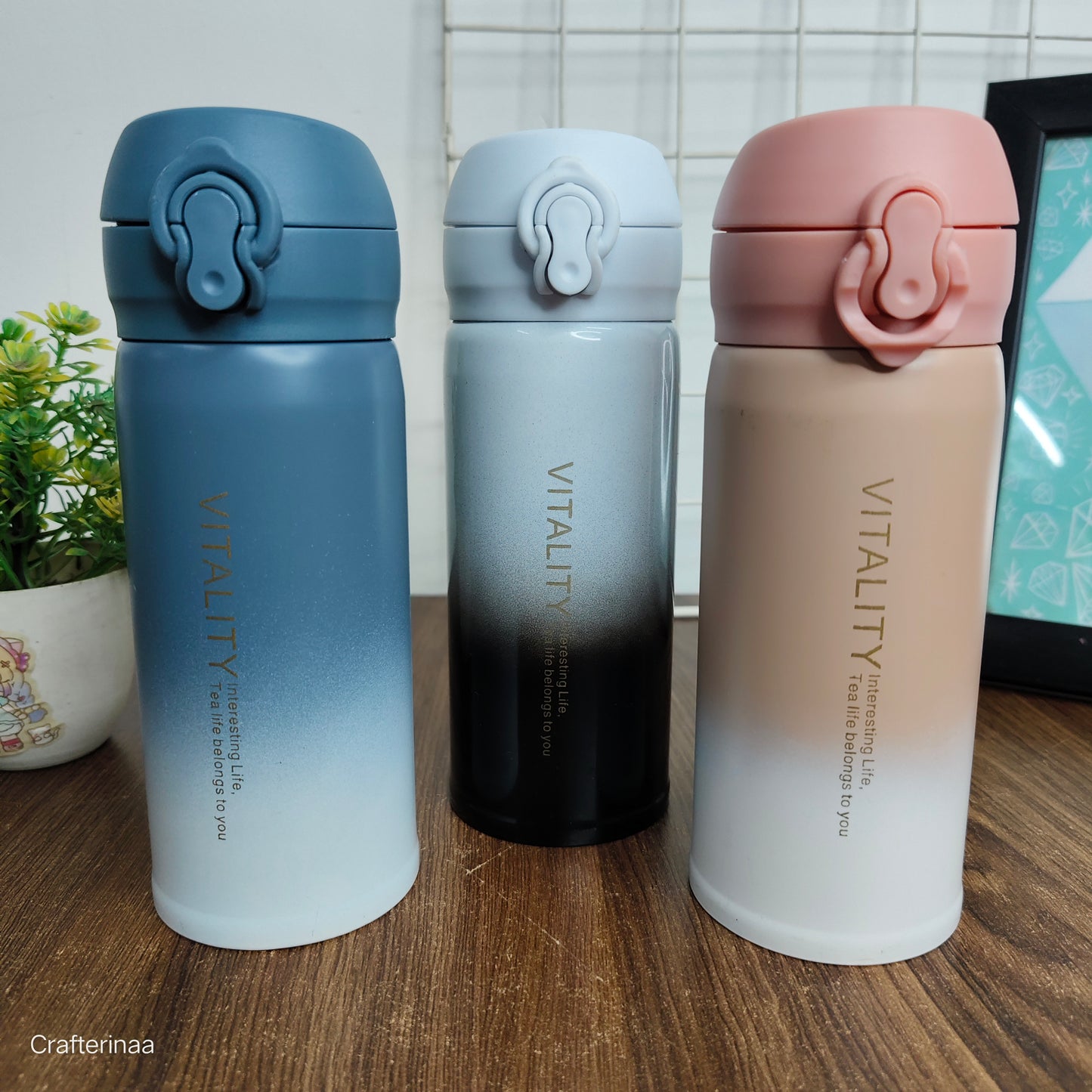 "Stainless Steel Gradient Sipper Bottle – Leakproof & Reusable Travel Flask"