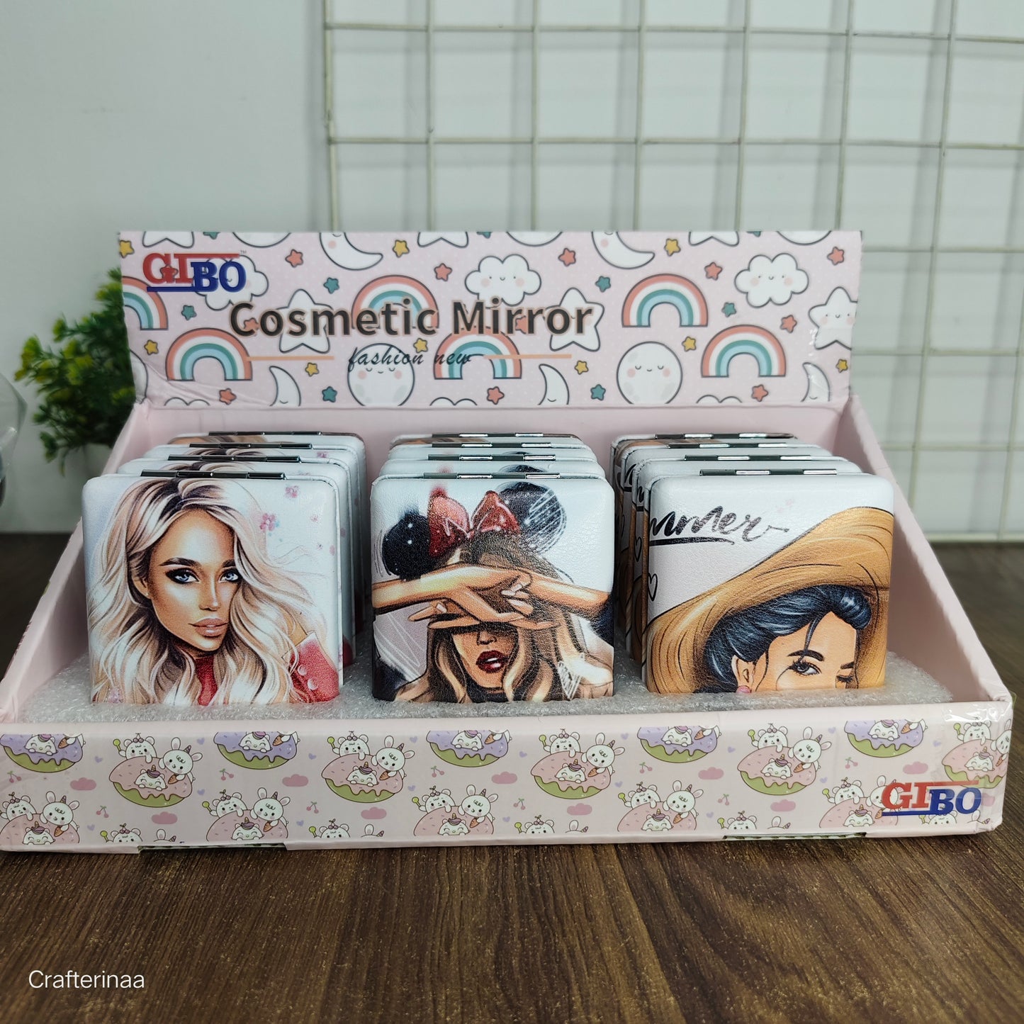 “Stylish Pocket Cosmetic Mirror for Girls – Cute Foldable Travel Makeup Mirror with Printed Covers”