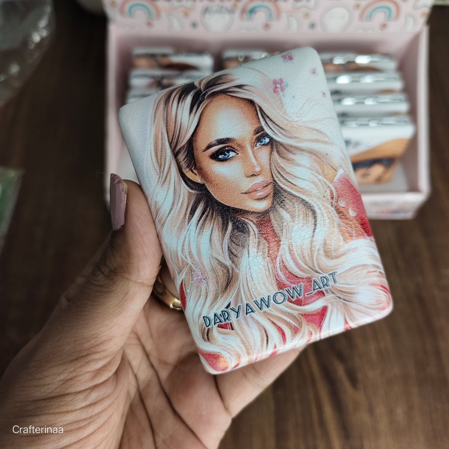 “Stylish Pocket Cosmetic Mirror for Girls – Cute Foldable Travel Makeup Mirror with Printed Covers”
