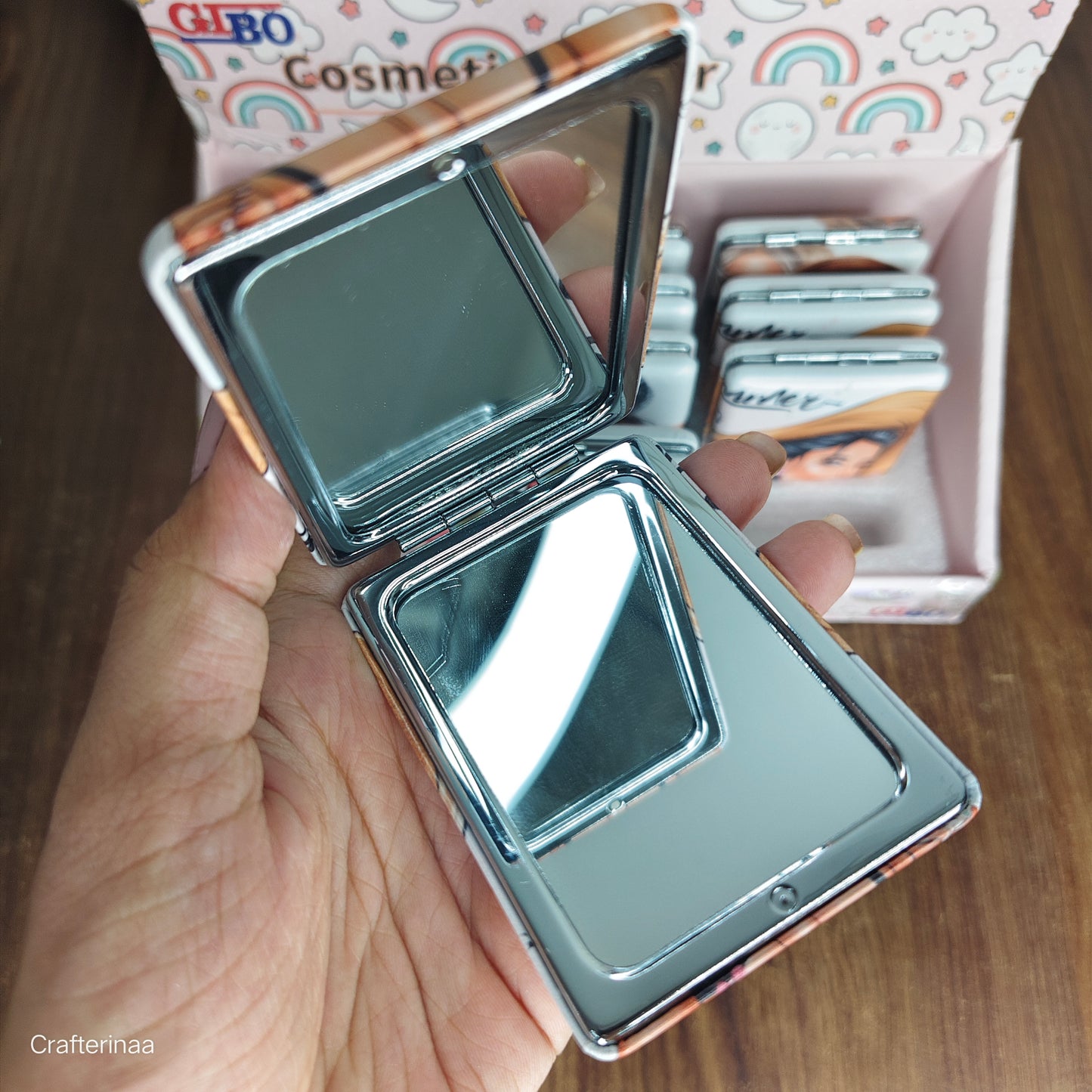 “Stylish Pocket Cosmetic Mirror for Girls – Cute Foldable Travel Makeup Mirror with Printed Covers”