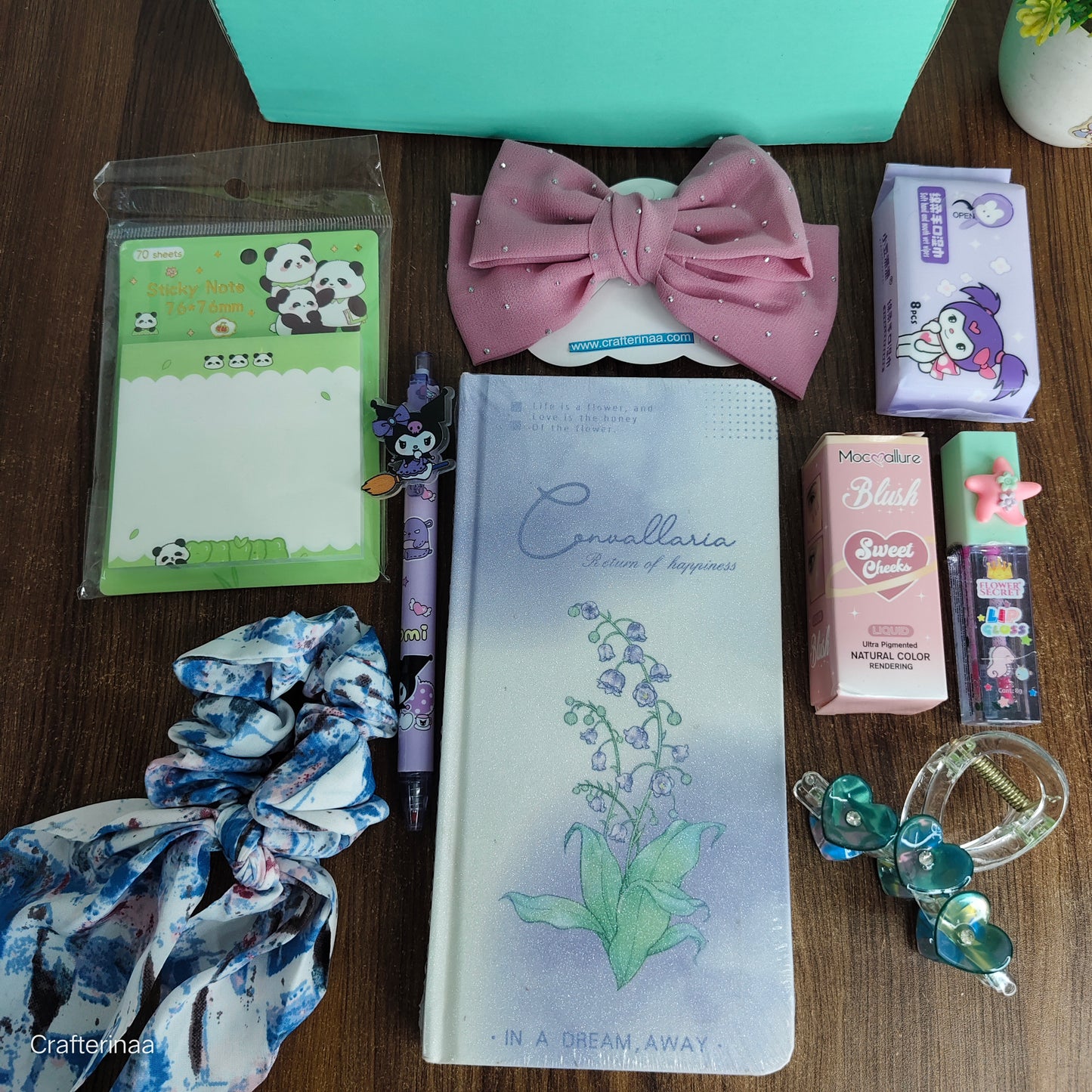 “Blush & Bloom Stationery Gift Hamper – Cute Essentials for Girls | Diary, Pen, Hair Accessories & More”