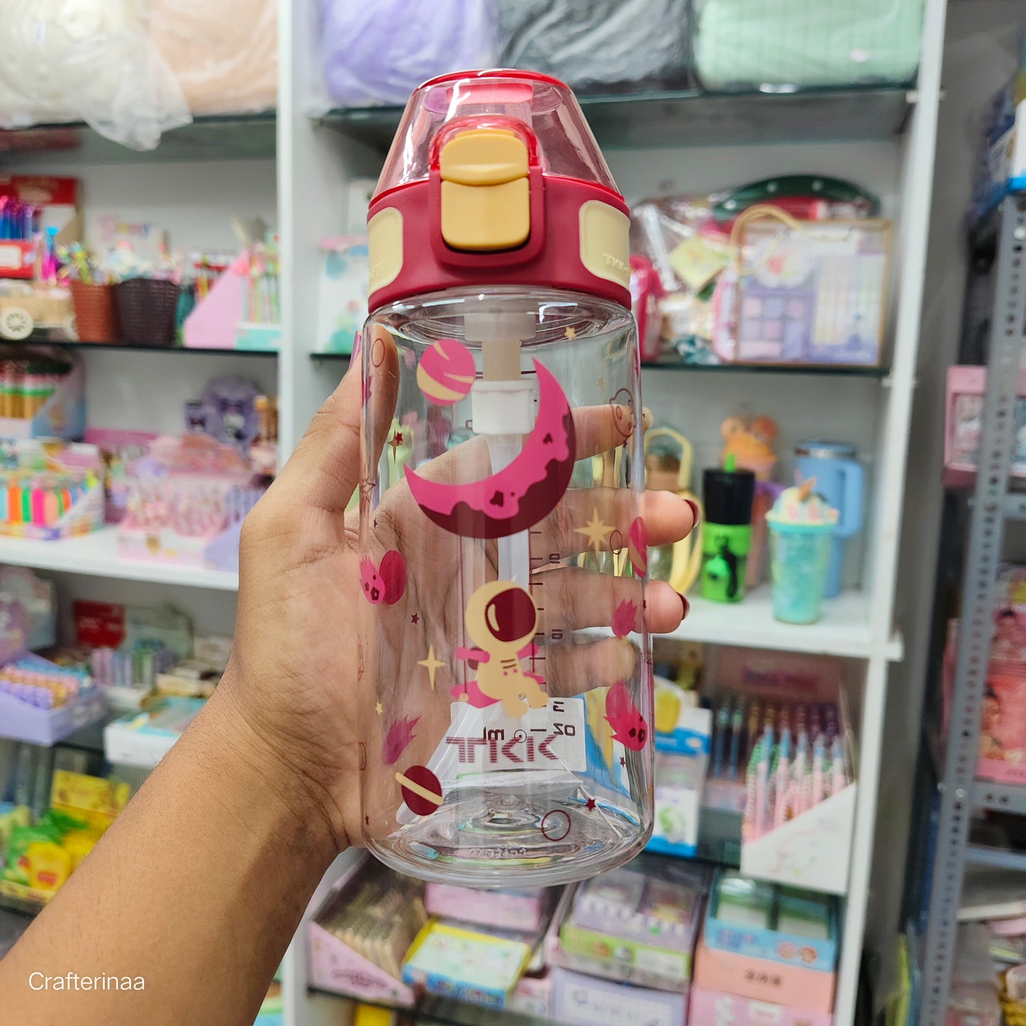 "Space Theme Kids Water Bottles with Straw – 600ml Leakproof & BPA-Free | Cute Astronaut Design"