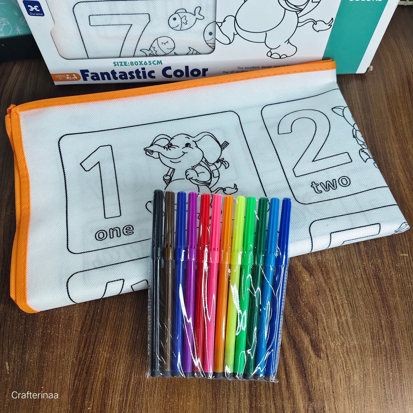 Washable colouring mat with colouring pens| Kids activity kit| Reusable Colouring mat with colourful marker pens