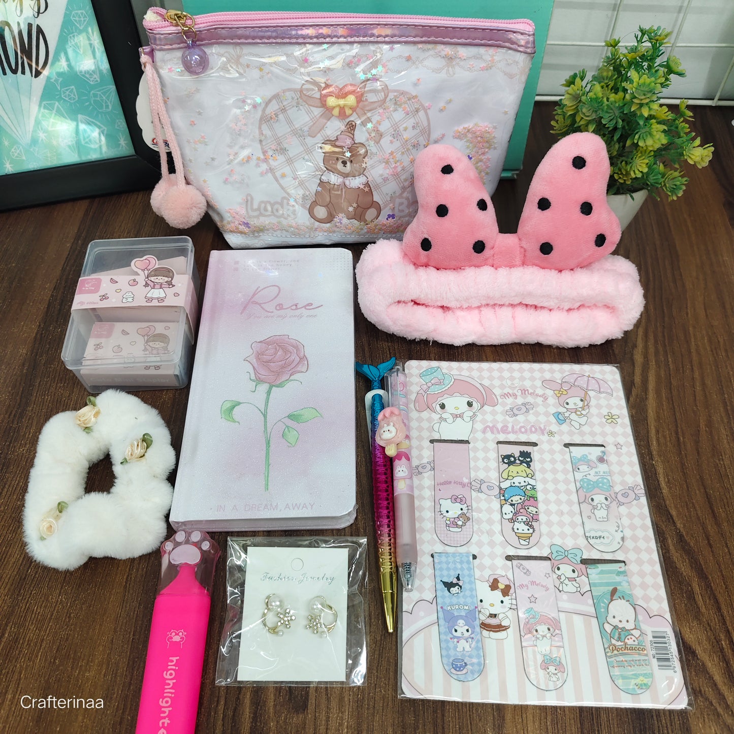 Aesthetic girl's favourite Hamper|cute accessories+Stationery
