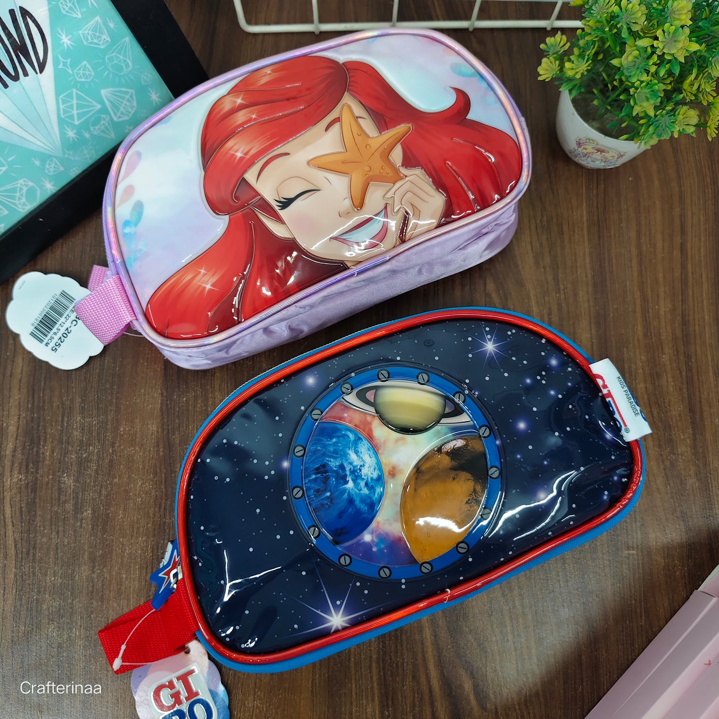 “Mermaid Princess Zipper Pouch – Cute & Spacious Pencil Case and Galaxy Space Pencil Pouch Zipper Case with Planets Design”