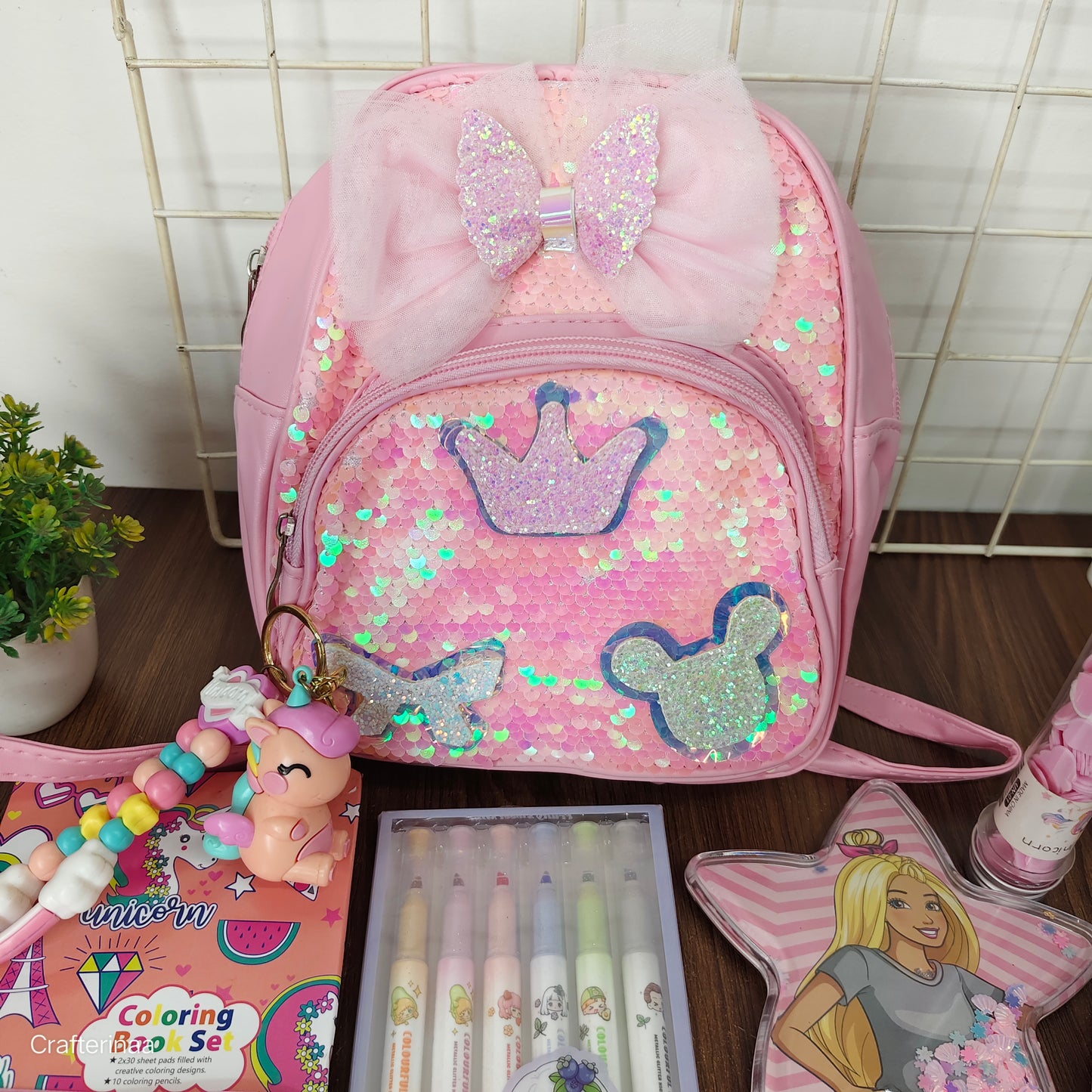 Girls Pink Sequin Backpack Hamper – Cute Accessories & Fun Activity Gift Set