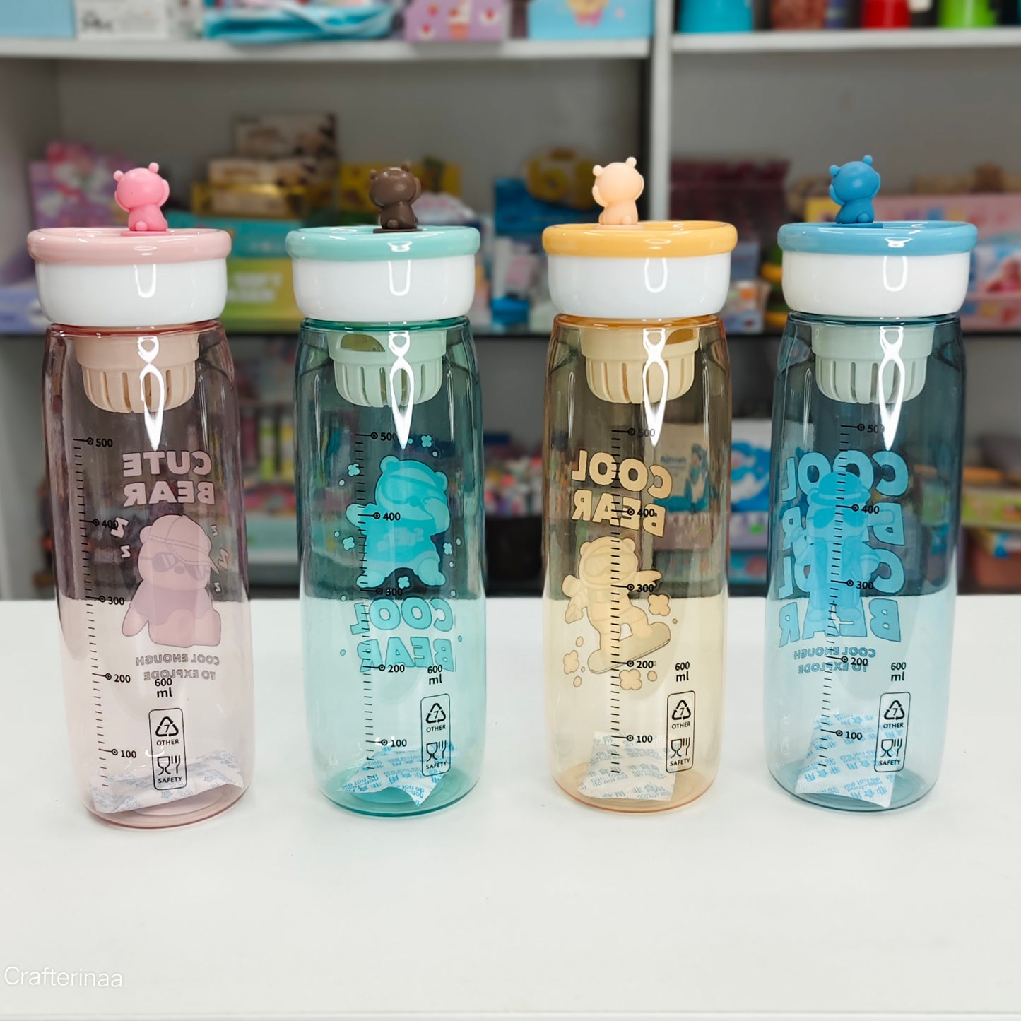 Cute Bear Water Bottle – Leak proof, Stylish & Reusable Bottle for Daily Hydration| Food grade material | 600 ML
