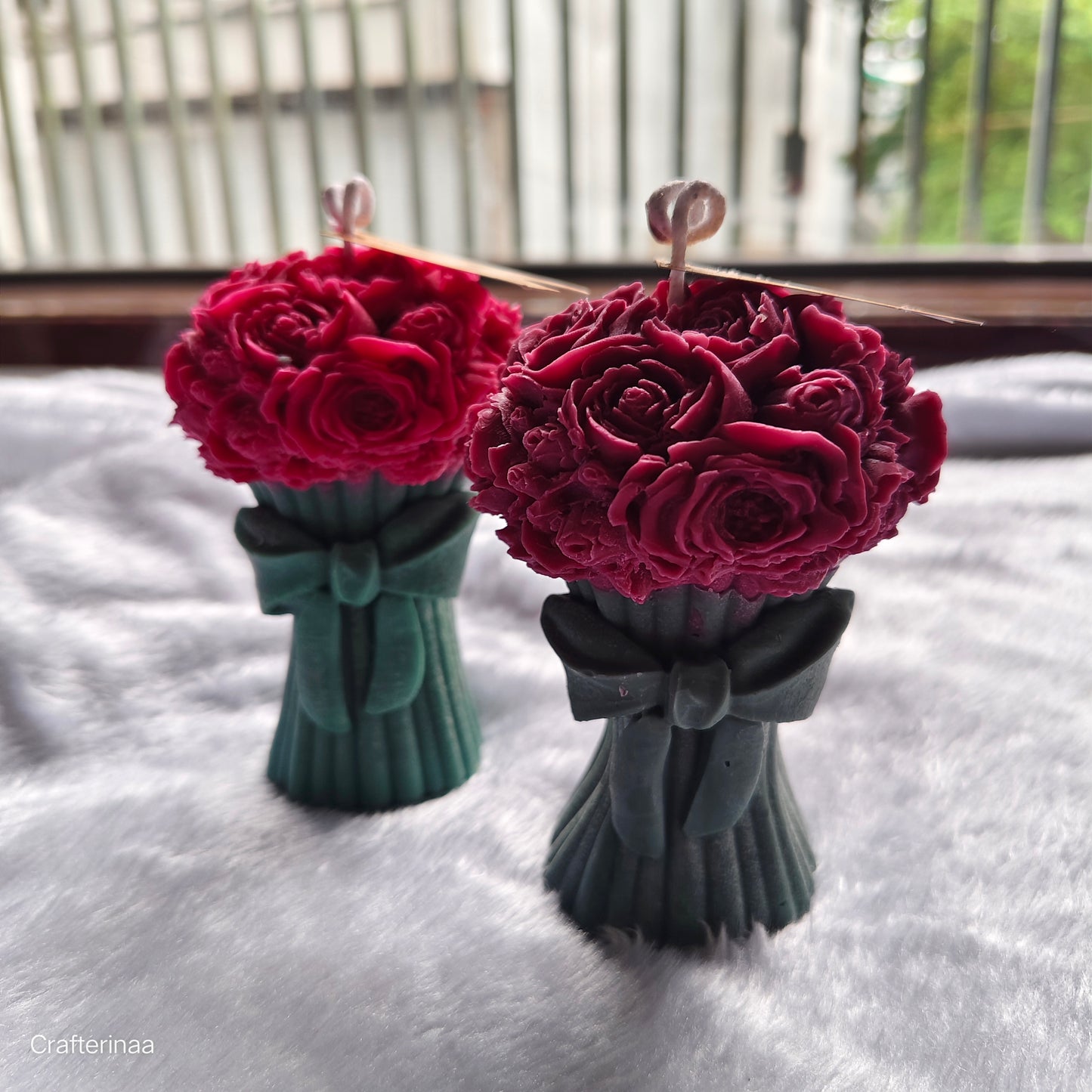 Luxury Flower Bouquet Candle – Pink Roses with Bow Design|Aesthetic Gift for Special Occasions premium Gifting
