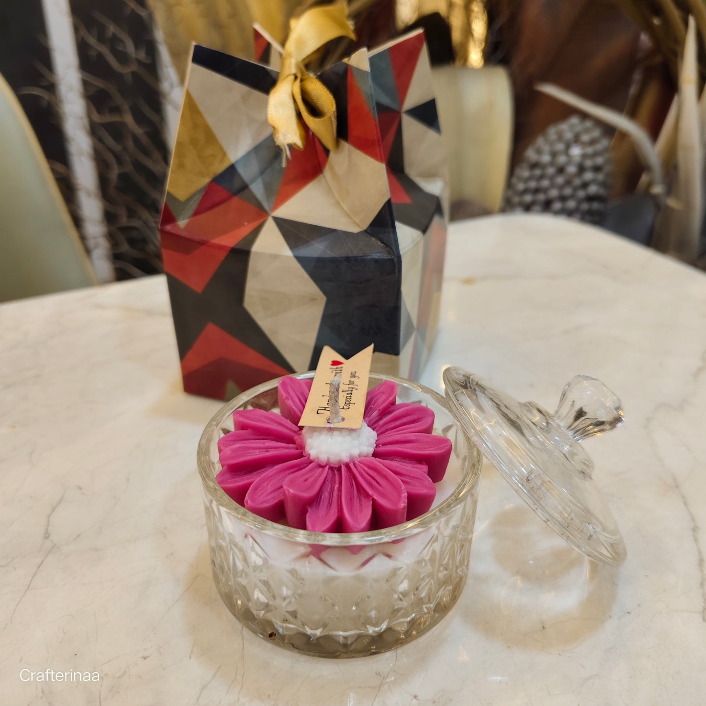 Luxury Decorative Jar Candle with Flower Design| vanilla scented Soy wax candle – Perfect gift