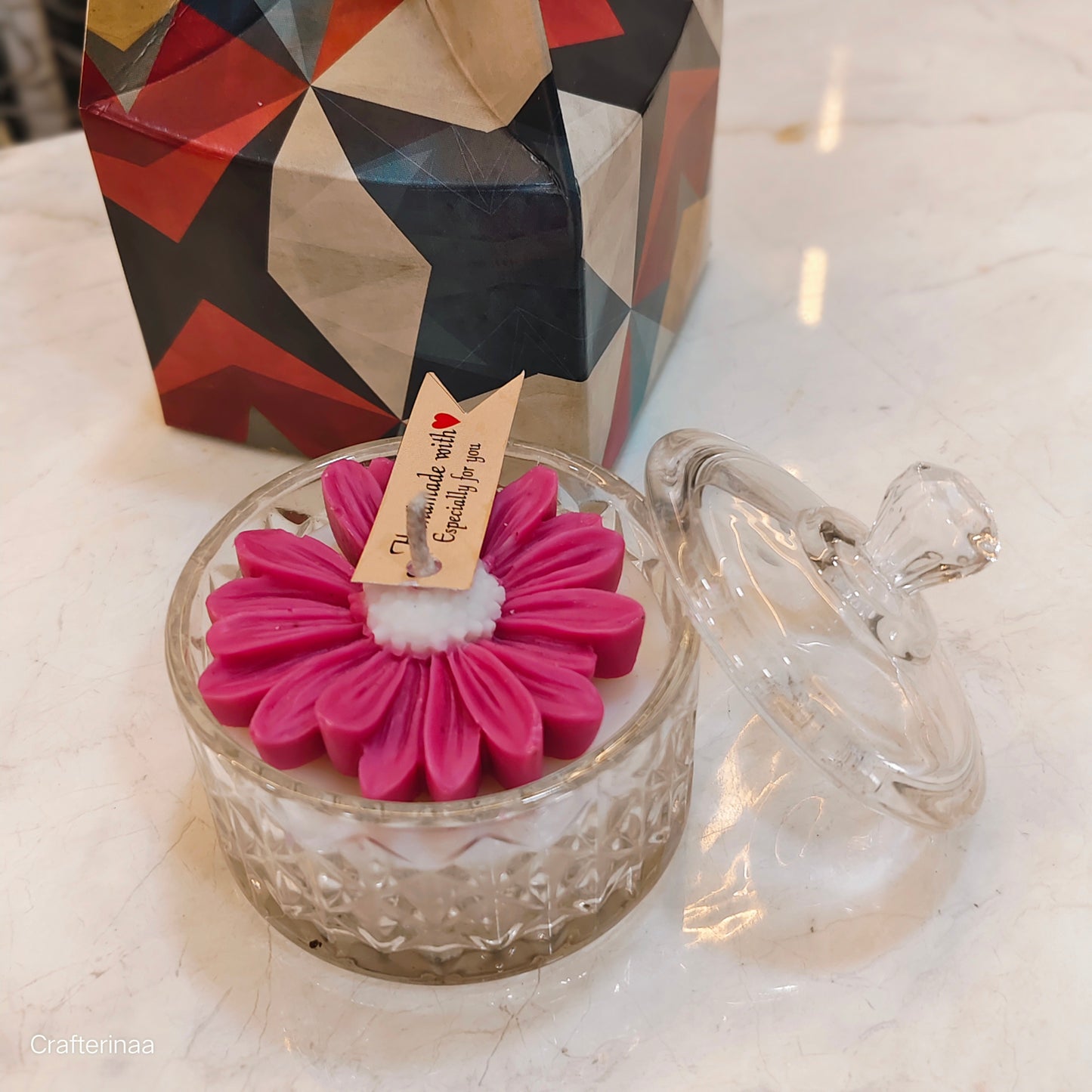 Luxury Decorative Jar Candle with Flower Design| vanilla scented Soy wax candle – Perfect gift