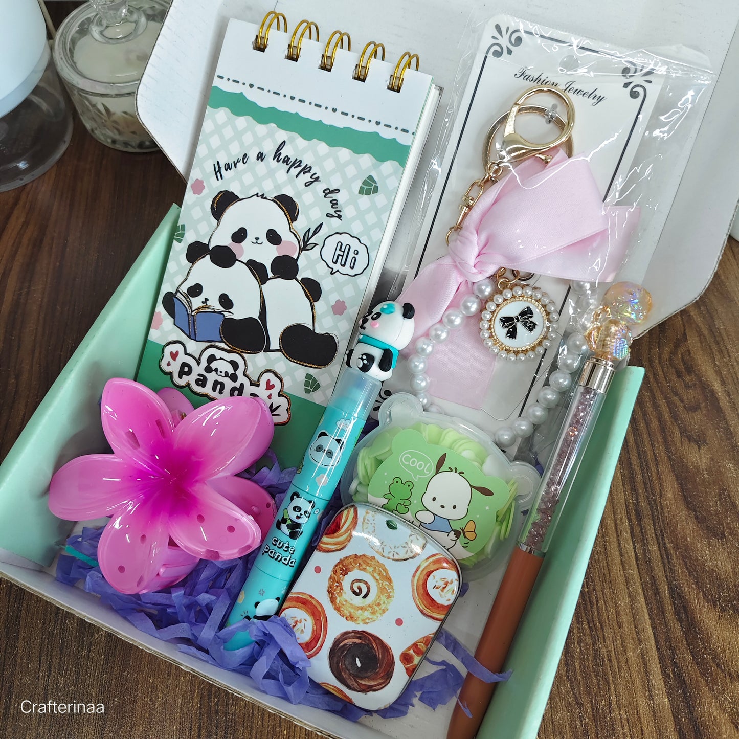 Cute stationery and accessories gift hamper| Gift for girls| panda Stationery Hamper