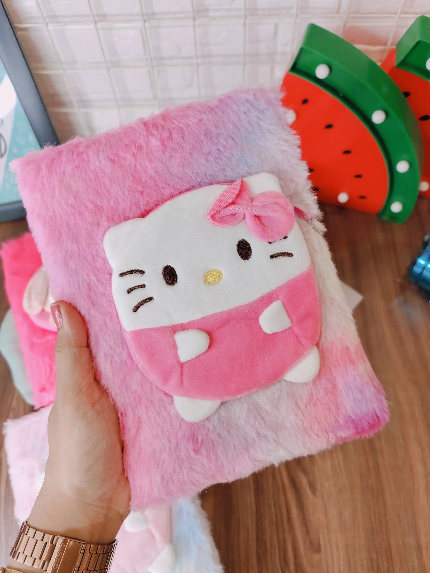 Kawaii fur diary with front coin pouch