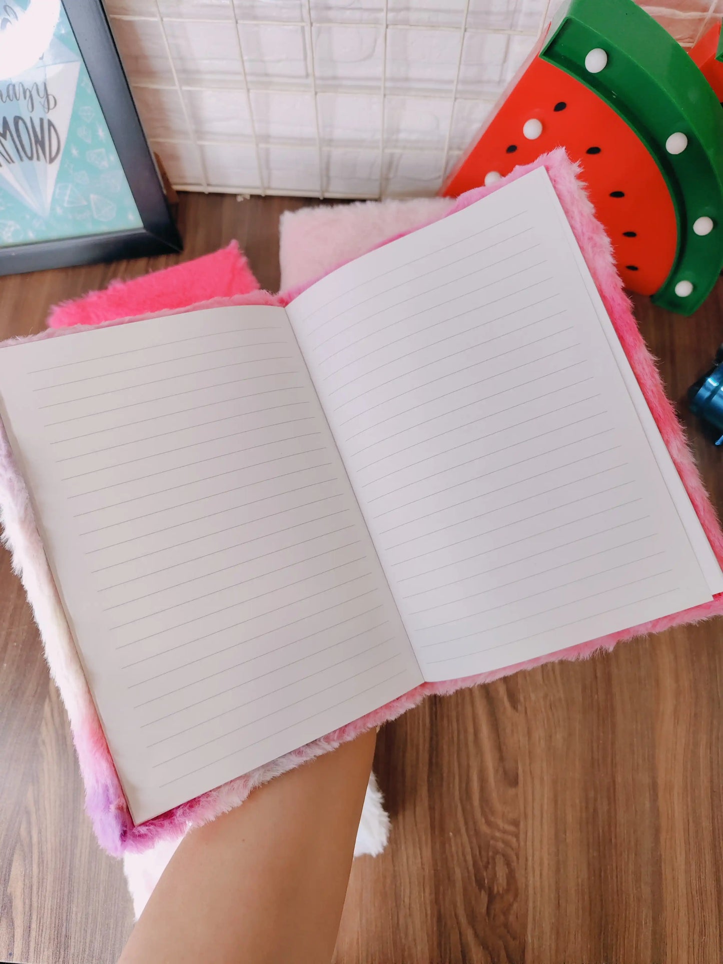 Kawaii fur diary with front coin pouch
