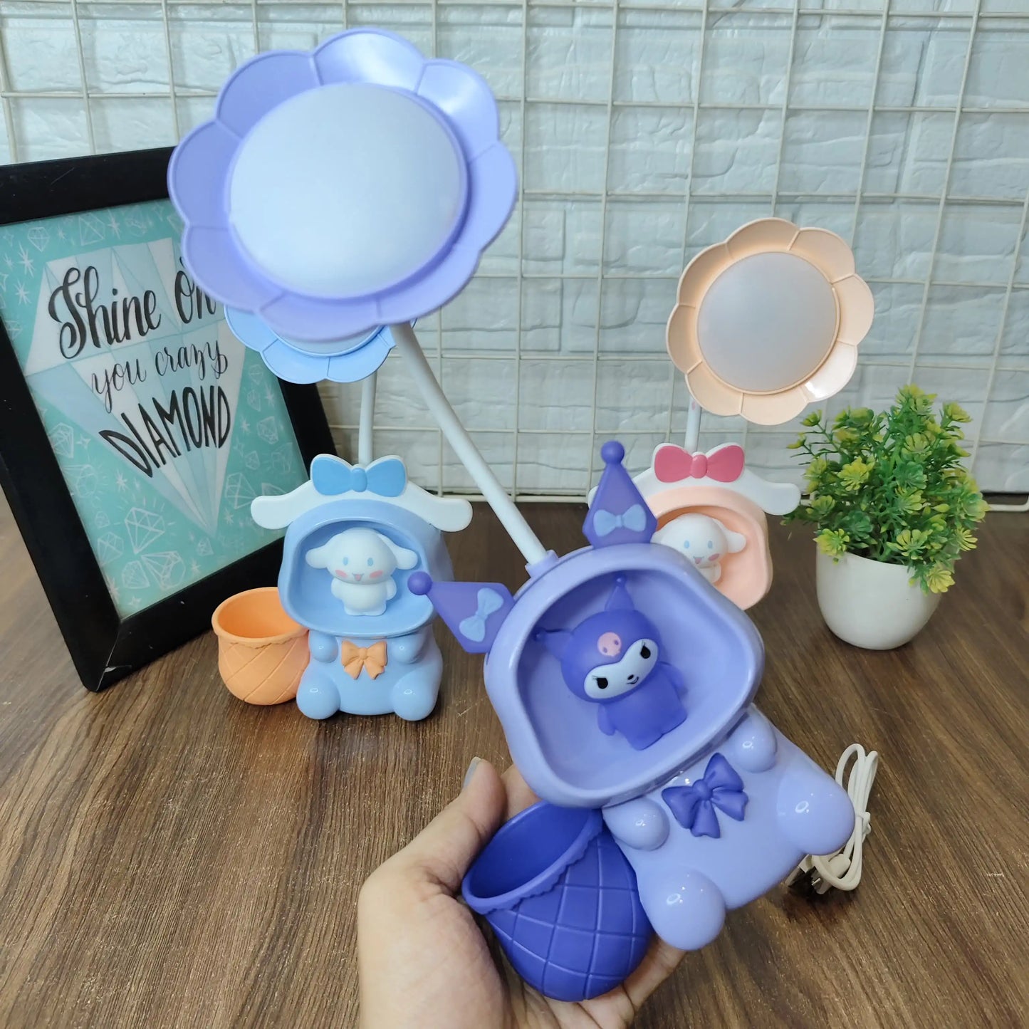 Kawaii lamps with pen stand and sharpener chargeable| double light