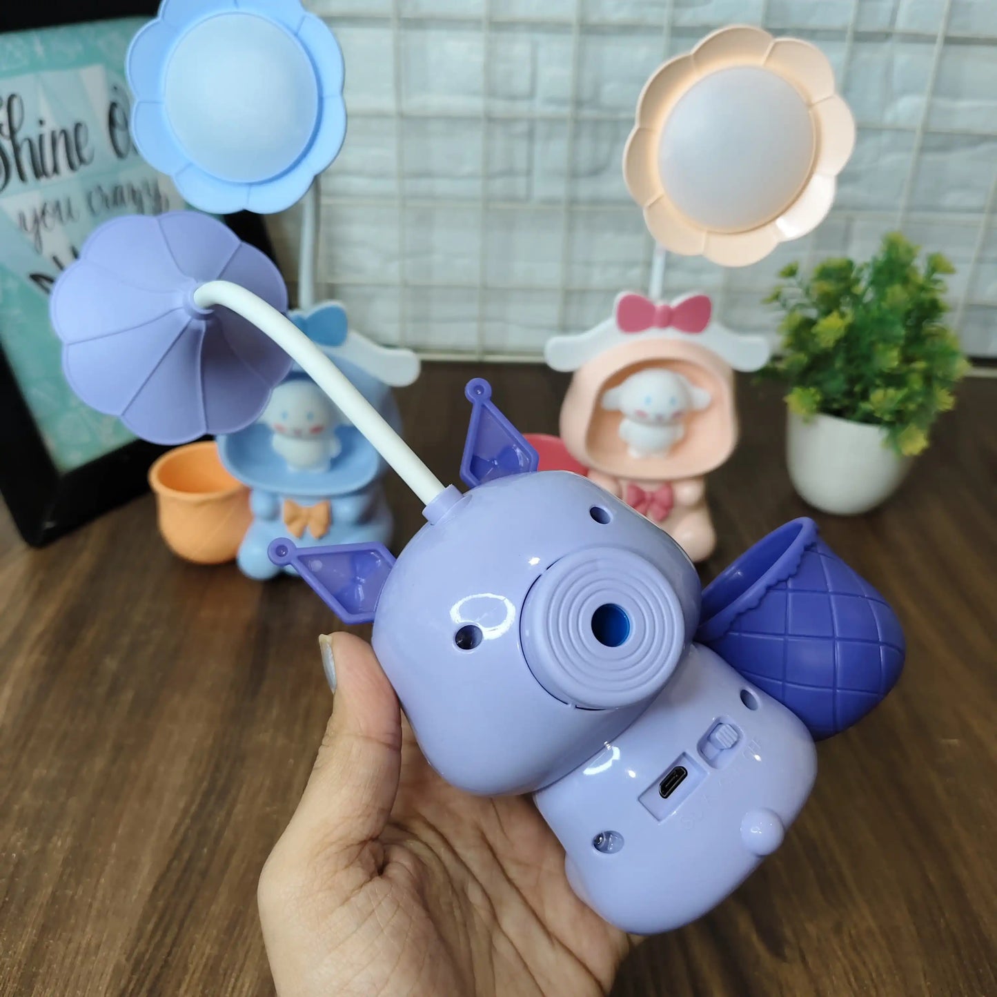 Kawaii lamps with pen stand and sharpener chargeable| double light
