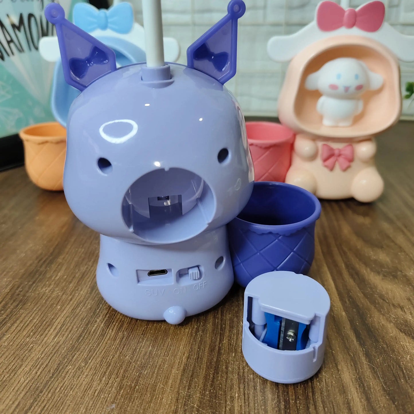 Kawaii lamps with pen stand and sharpener chargeable| double light