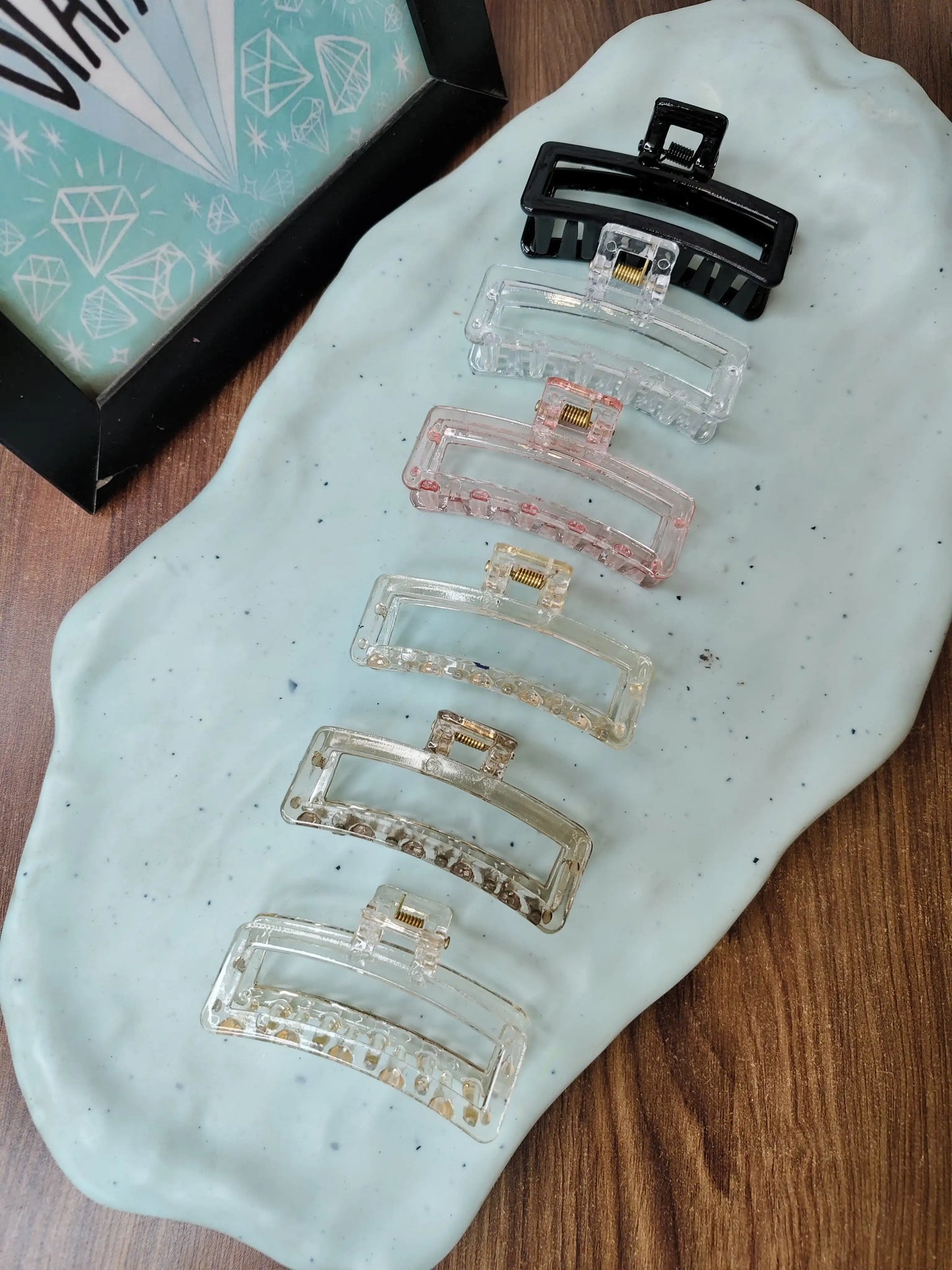 Rectangle transparent hair claws