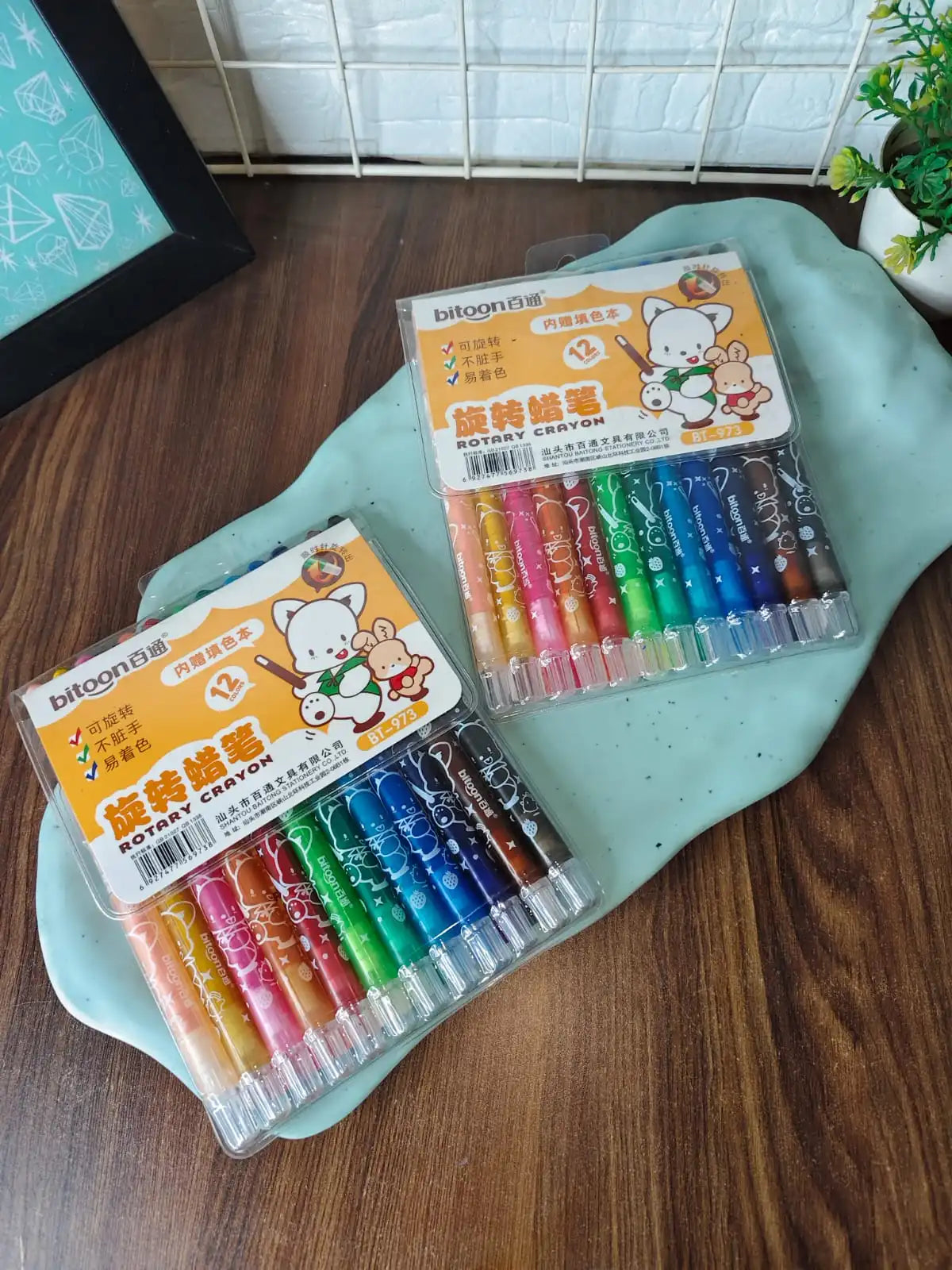 Big Size Rotary Crayons (12 Colors) | Twist-Up Crayons for Kids, Smooth & Non-Messy Coloring