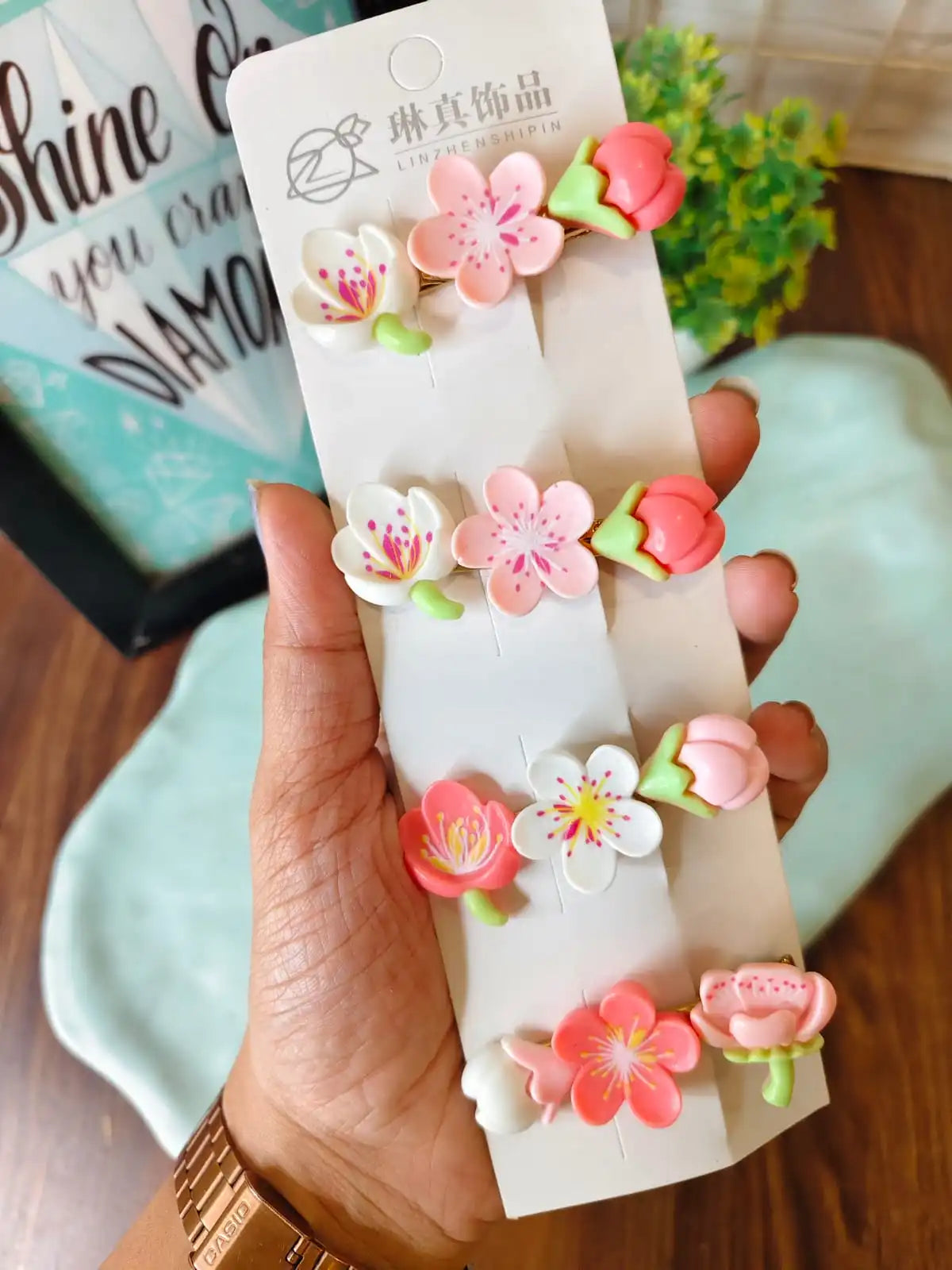 Sakura Flower Hair Clips Set for Girls & Women | Cute Cherry Blossom Hair Accessories