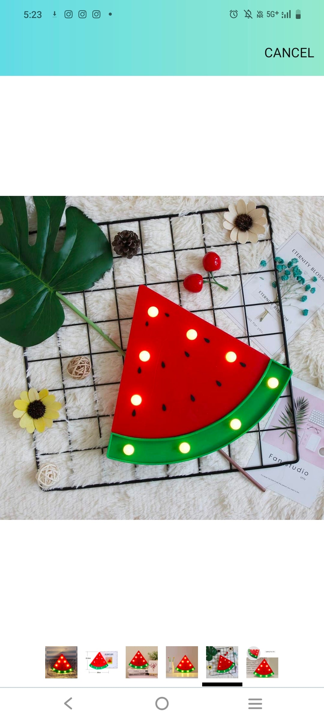 Watermelon Marquee Light Decor Light LED Night Light Battery Operated Night