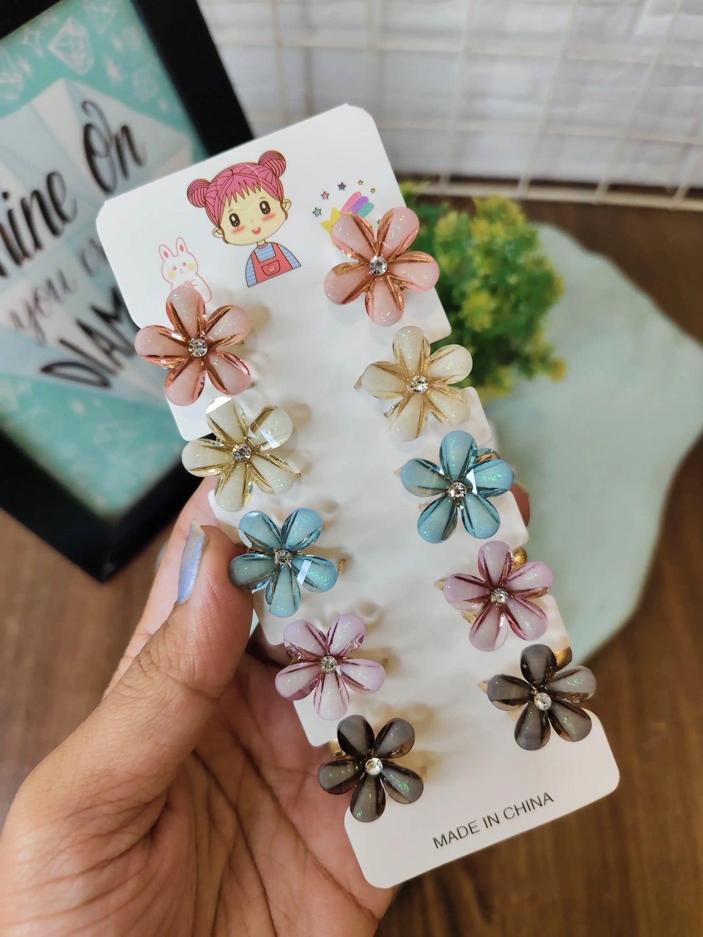 Small flower hair claws card (10 claws in 1 card)
