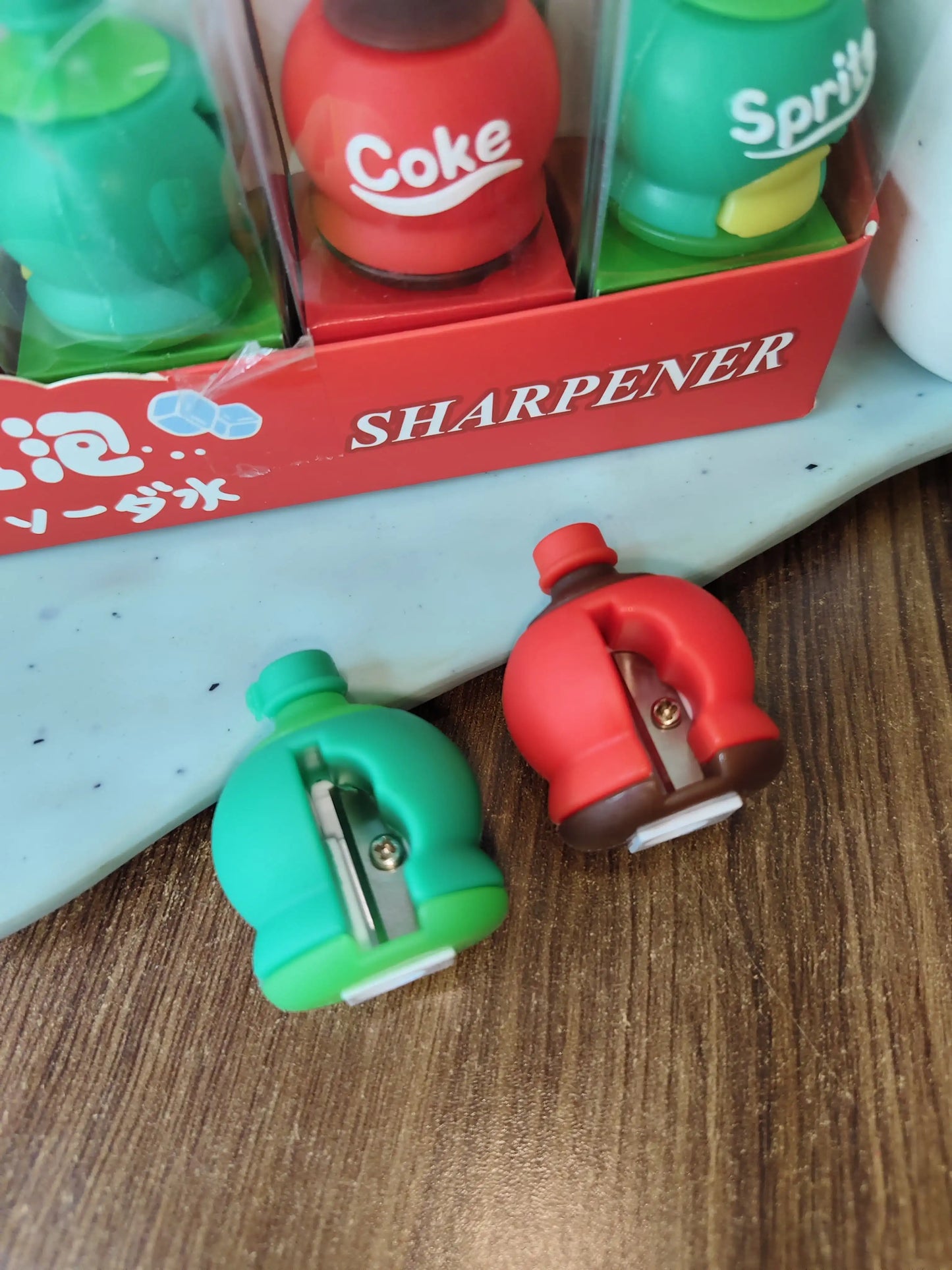 Sprite and coke silicon sharpener