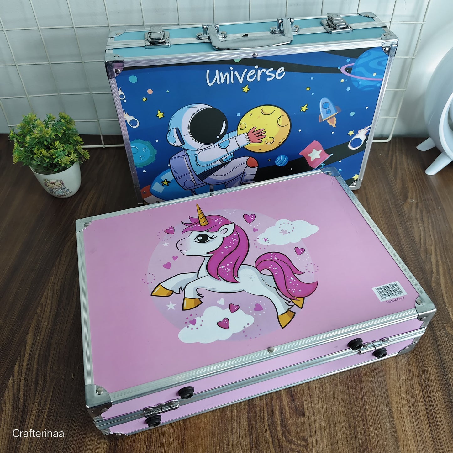 Unicorn and space Design- 145-Piece Art Supplies Set for Kids | Deluxe Studio Drawing and Painting Kit