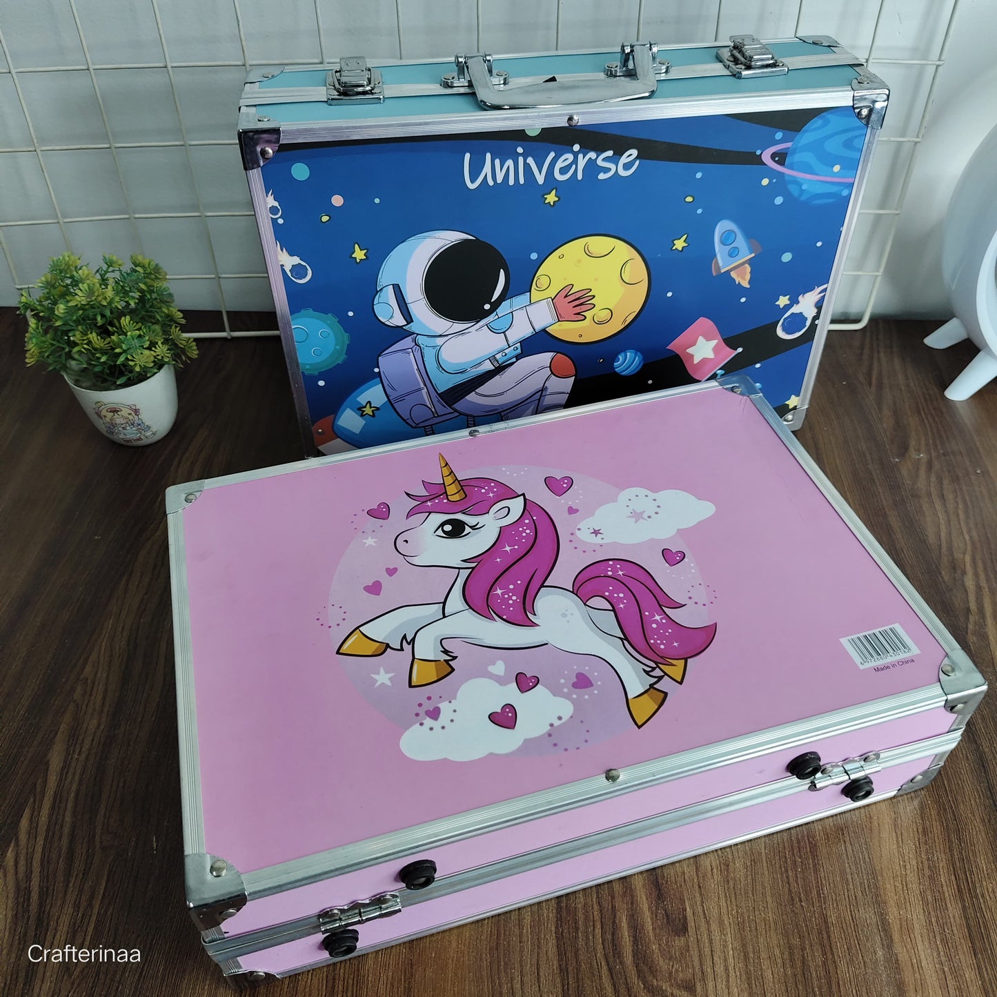 Unicorn and space Design- 145-Piece Art Supplies Set for Kids | Deluxe Studio Drawing and Painting Kit