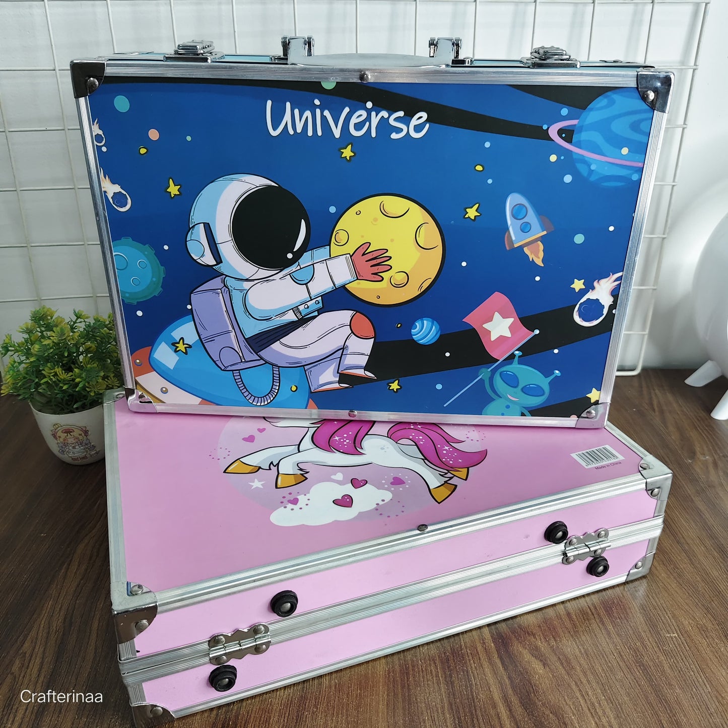 Unicorn and space Design- 145-Piece Art Supplies Set for Kids | Deluxe Studio Drawing and Painting Kit