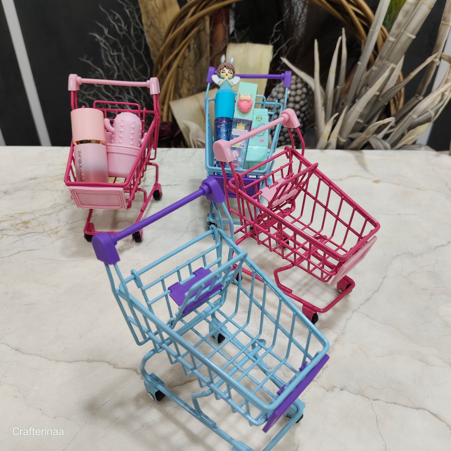 Mini Shopping Cart Organizer – Cute Stationery & Makeup Holder for Desk Decor