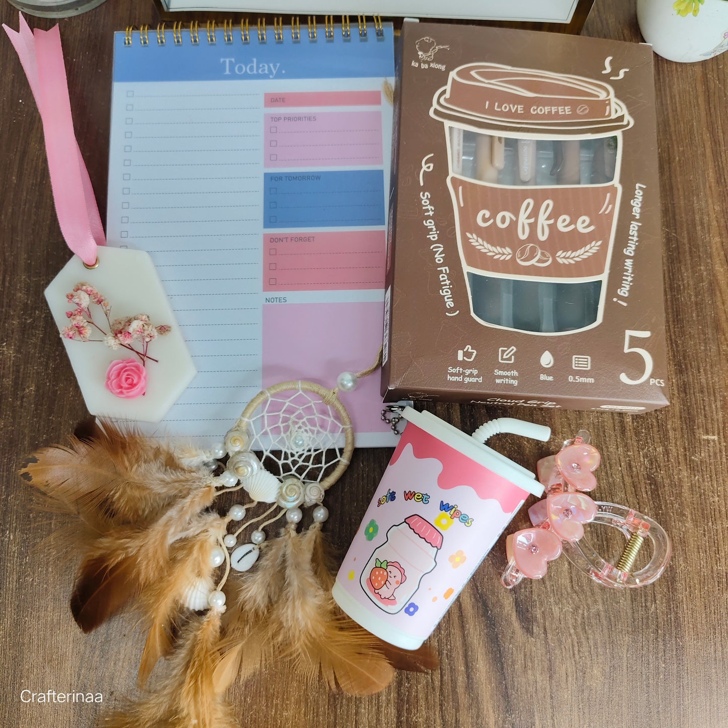 Premium Study & Office Gift Set – Coffee Pen Set, Planner & Decor Dreamcatcher