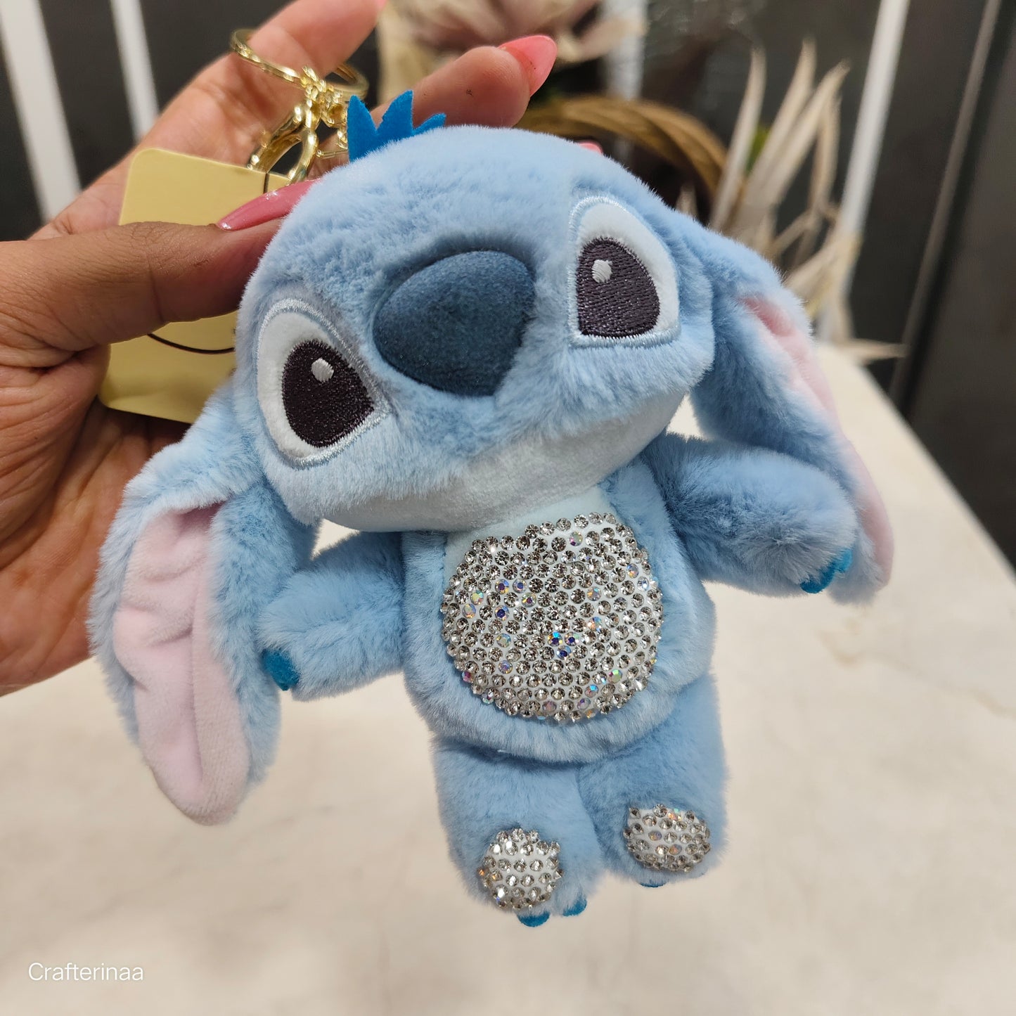 Cute Plush Bunny Keychain – Soft Toy with Crystal Rhinestone Detailing