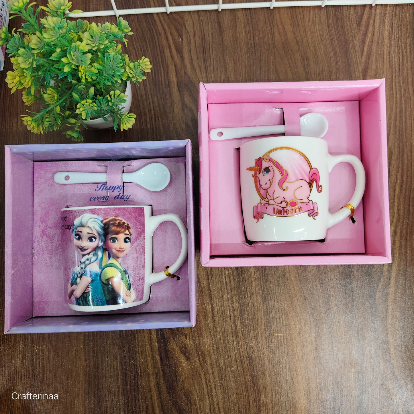 Ceramic Mug with Spoon Gift Set – Cute Cartoon & Coffee Design Cups
